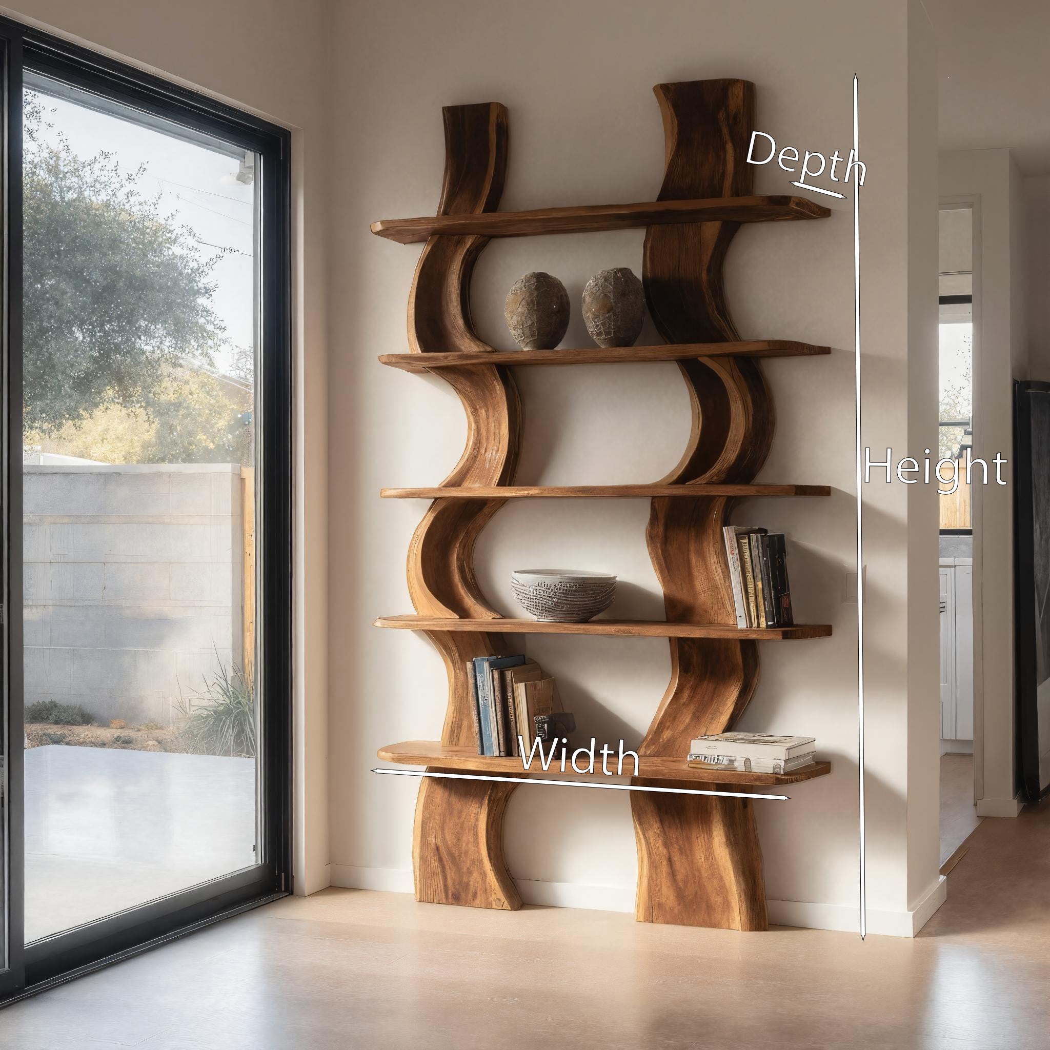 Organic Carved Shelf Storage Display For Home Office RTTHHNFL032