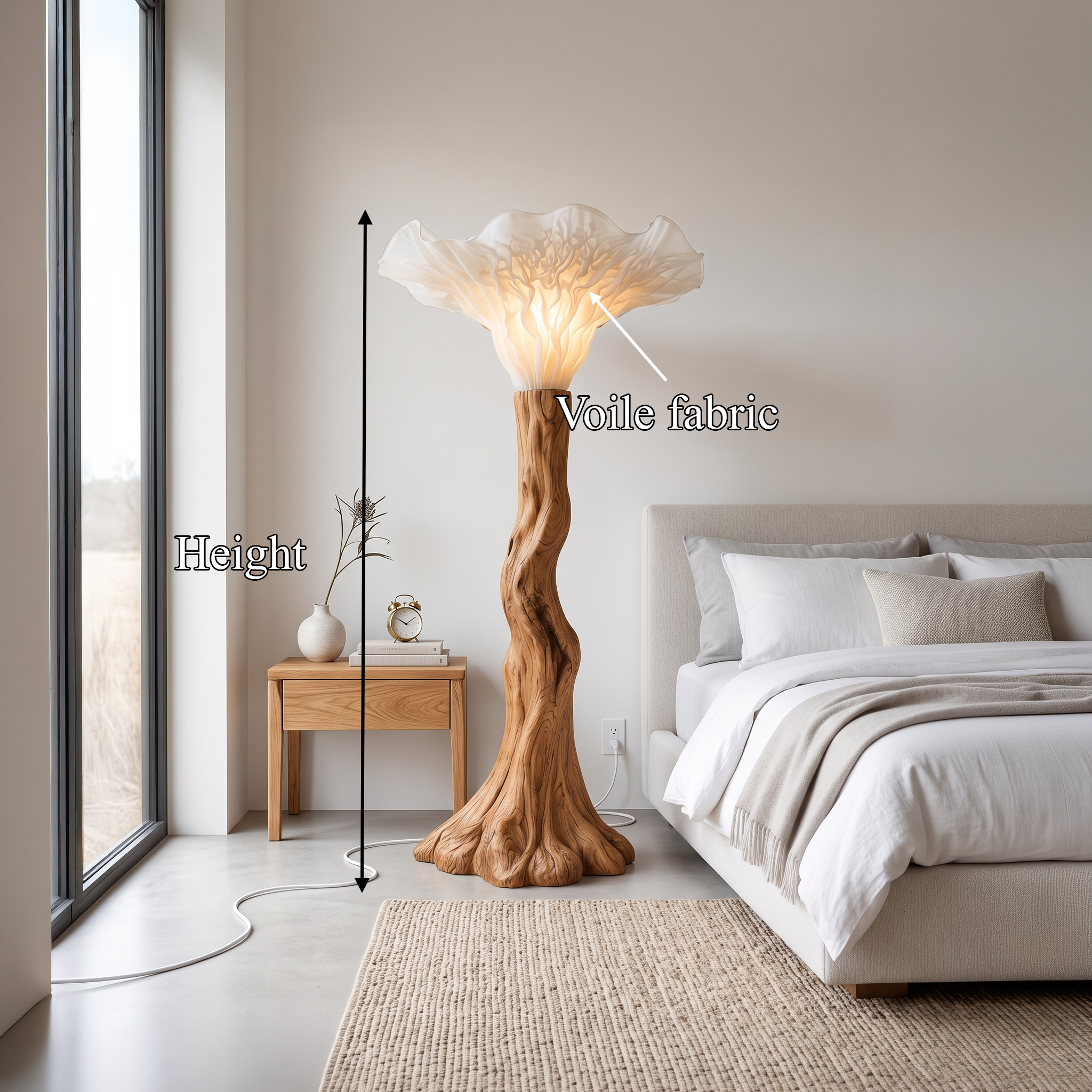 Japandi Floor Lamp Carved Mushroom Base Living Room SINLSAFLP140