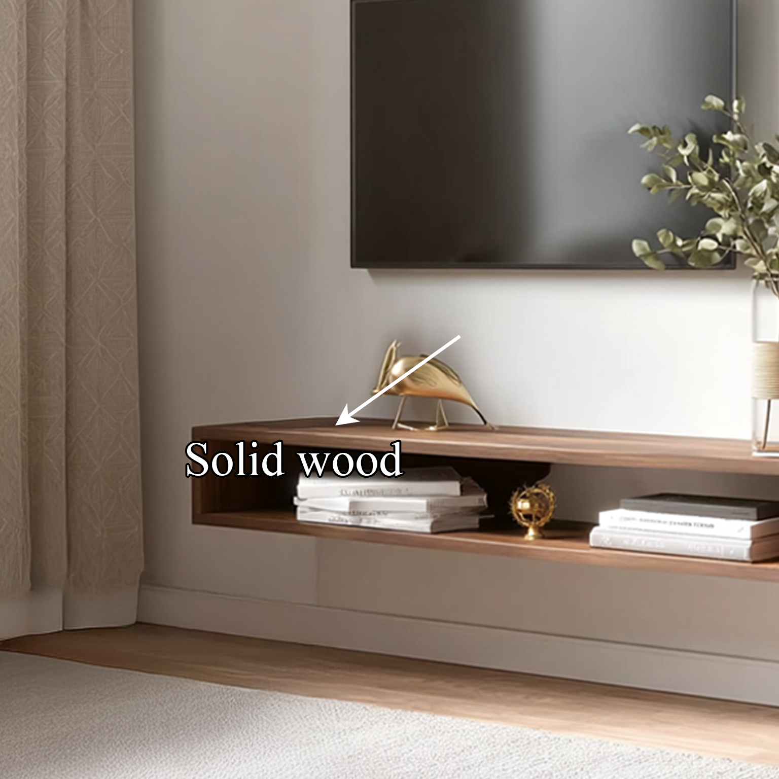 Mid Century Floating Shelf Media Console Living Room SINLSAFL112