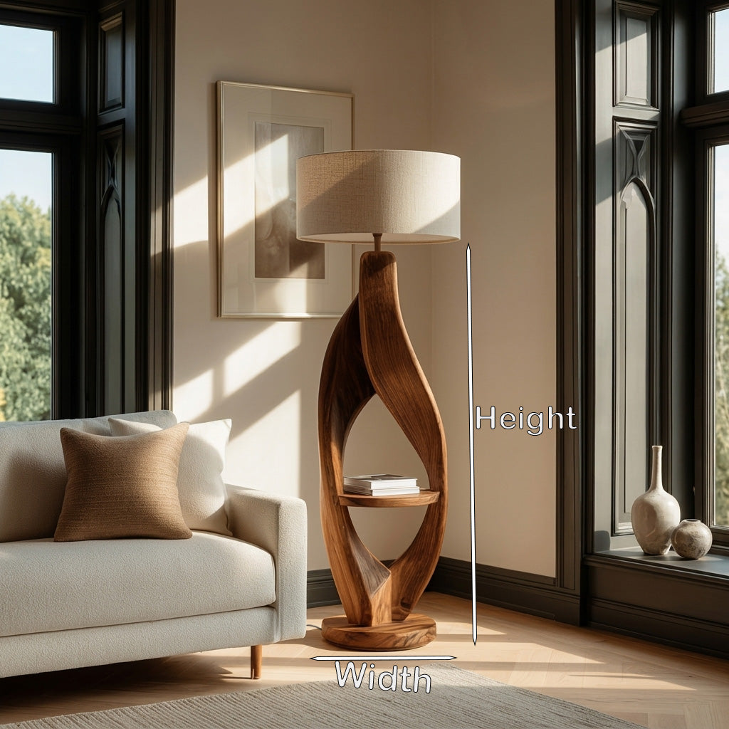 Organic Style Floor Lamp Natural Wood For Living Decor RTTHHNLAM076