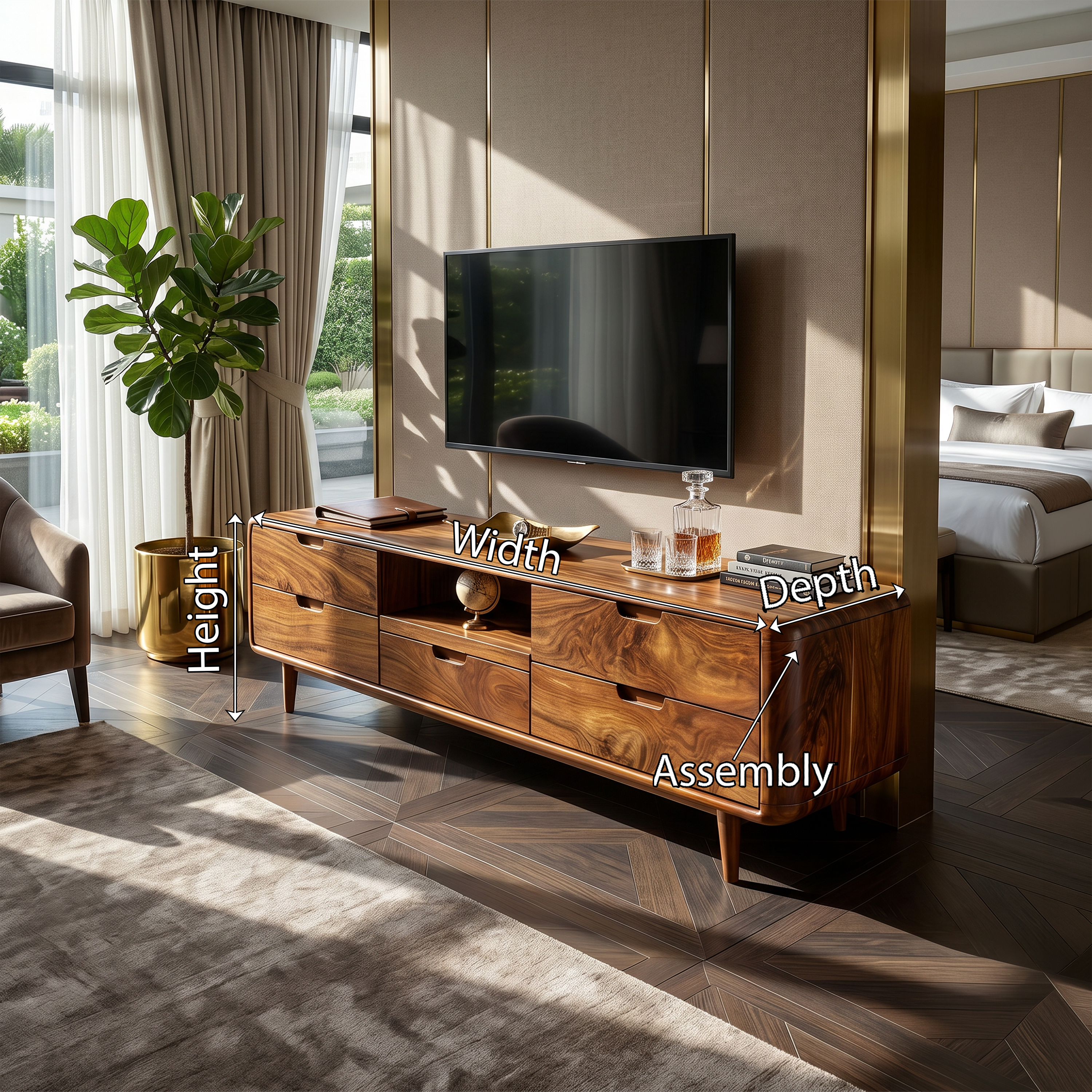 Japanese Zen TV Stand For Wabi Sabi Interior Design SILDTTRTVC094