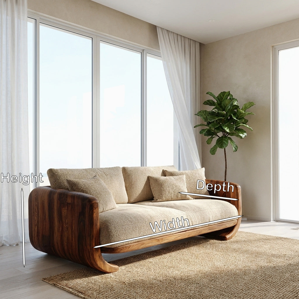 Organic Modern Curved Wood Sofa For Living Room RTTHHNSFA035