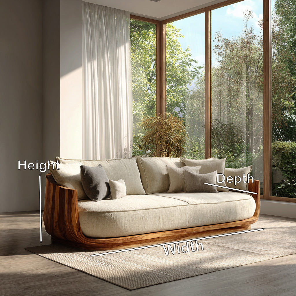 Modern Wooden Sofa With Flowing Rounded Edges For Home RTTHHNSFA044
