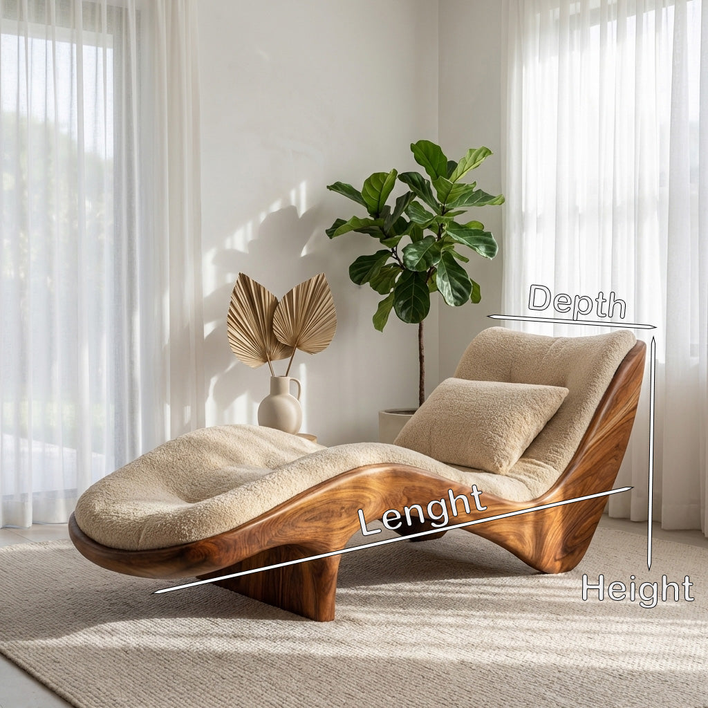 Organic Modern Natural Wood Lounge Chair For Reading Nook RTTHHNSFA031