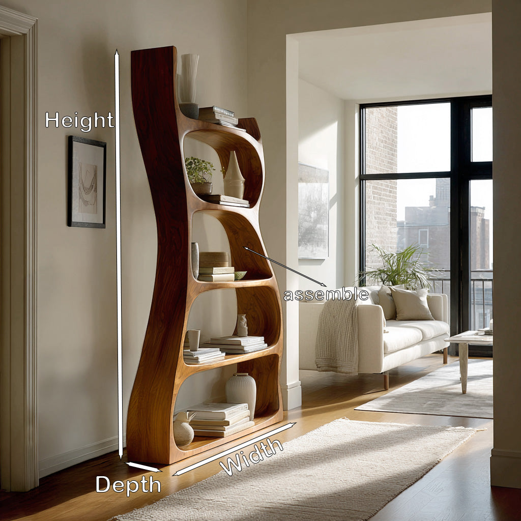 Elegant Natural Wood Standing Shelf For Entryway Display Decor RTTHHNSS030
