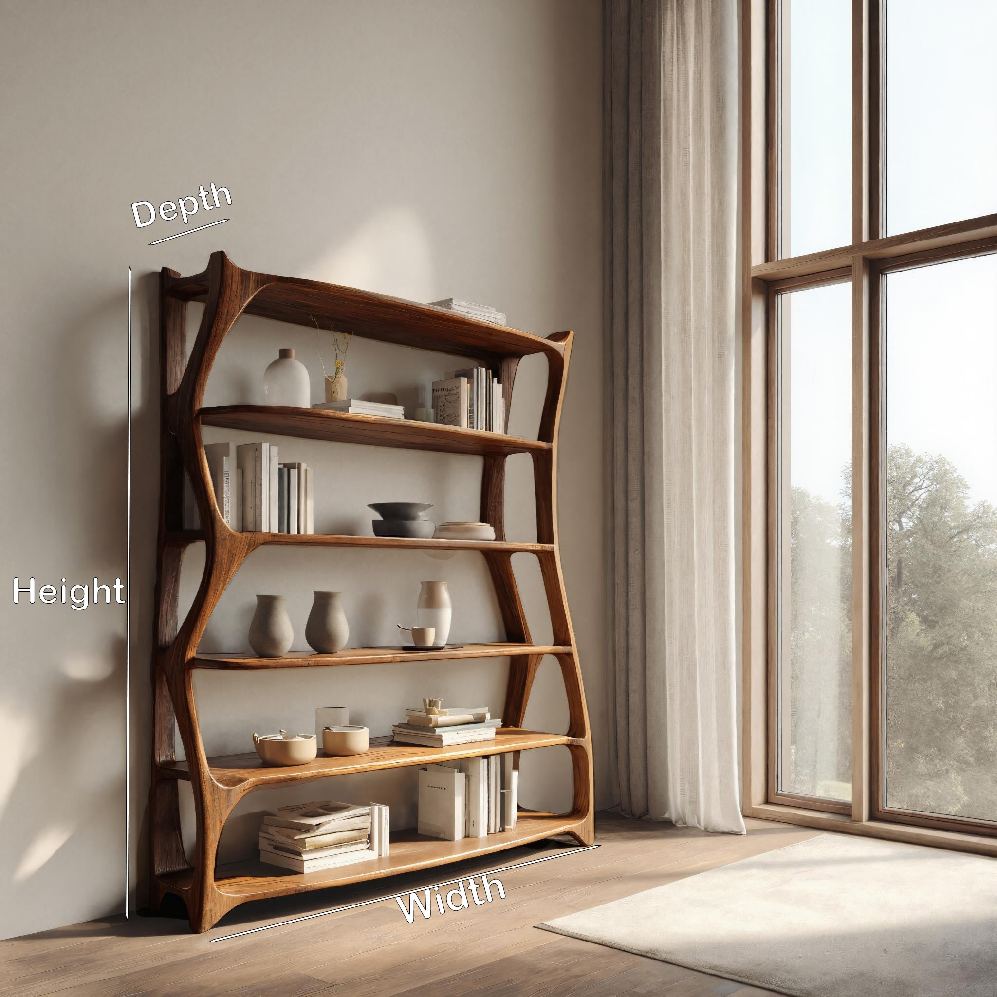 Elegant Wooden Standing Shelf With Tiers For Living Room RTTHHNSS012