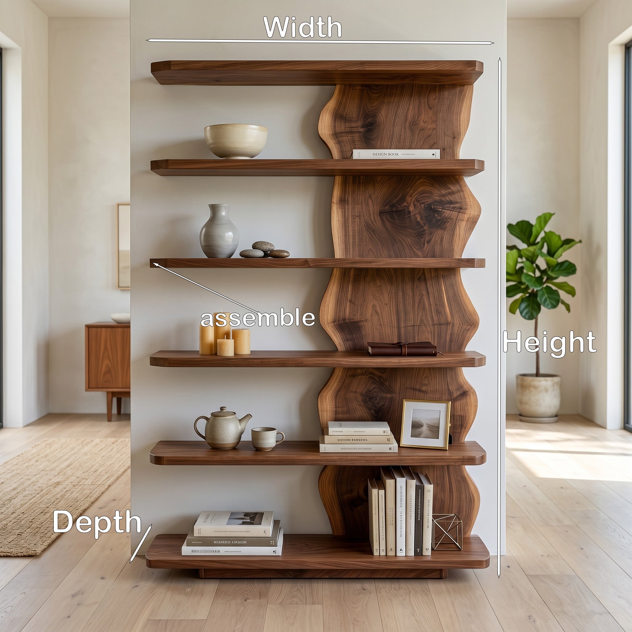 Scandinavian Natural Wood Standing Shelf For Corner Space RTTHHNSS021