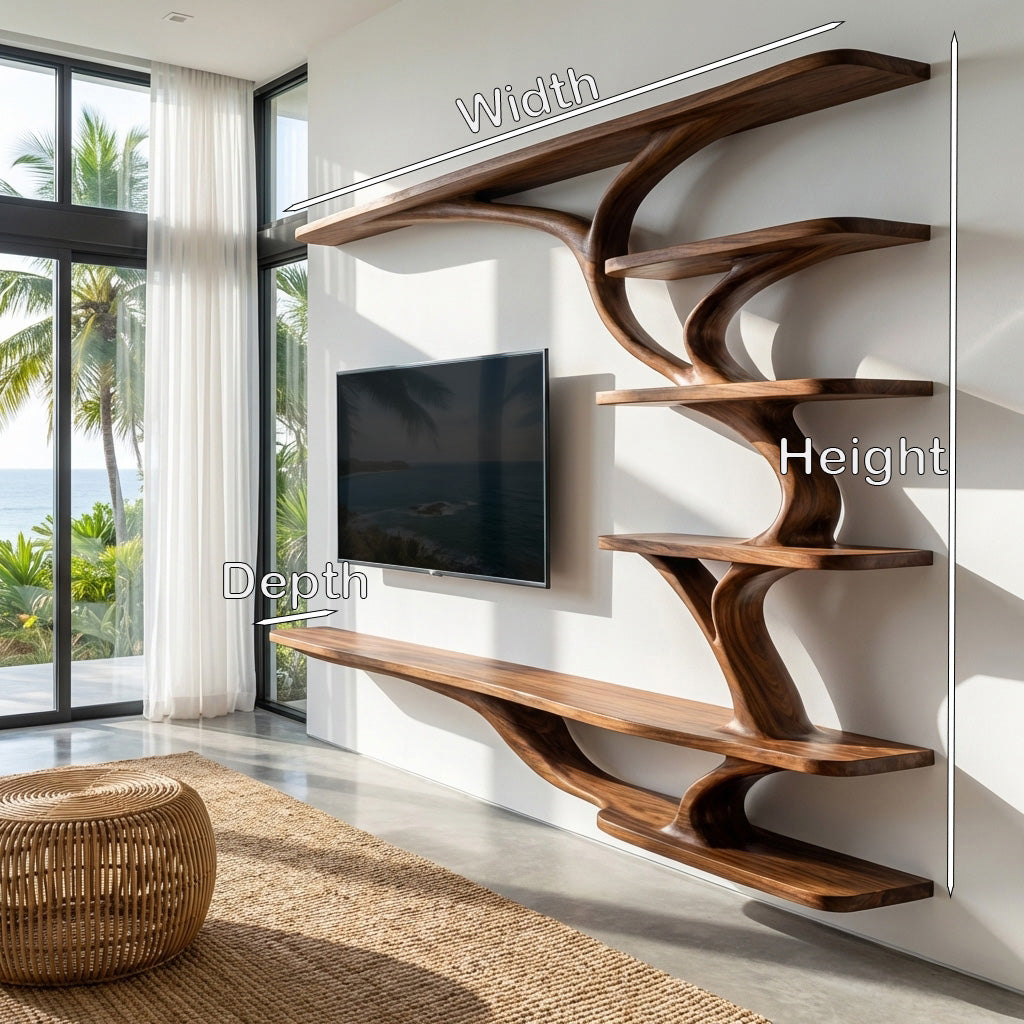 Modern Wood Wall Mounted TV Shelf For Home Style RTTHHNTVC098