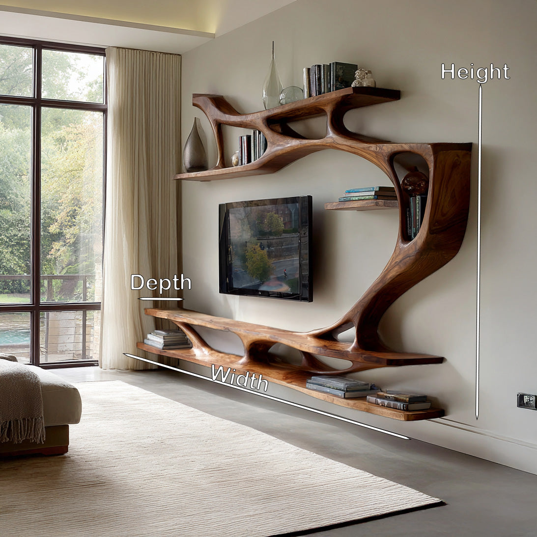 Organic Modern Sculptural Wall TV Shelf For Living Room RTTHHNTVC090