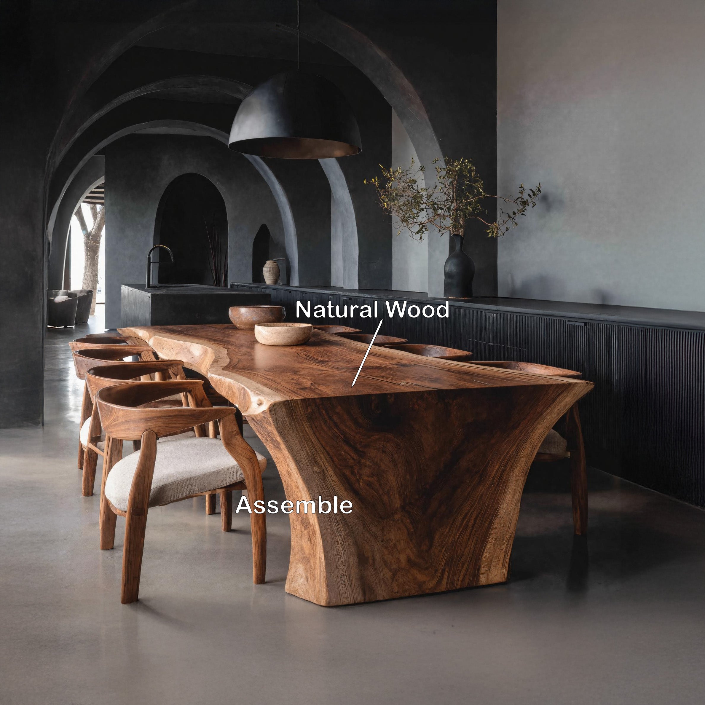 Organic Wooden Dining Table With Live Edge For Dining Room RTTHHNDN041