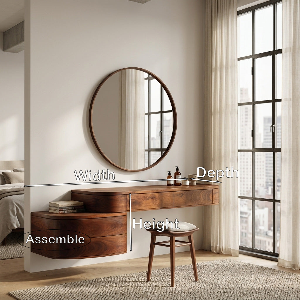 Modern Wooden Wall Mounted Makeup Vanity For Bedroom RTTHHNVAN020