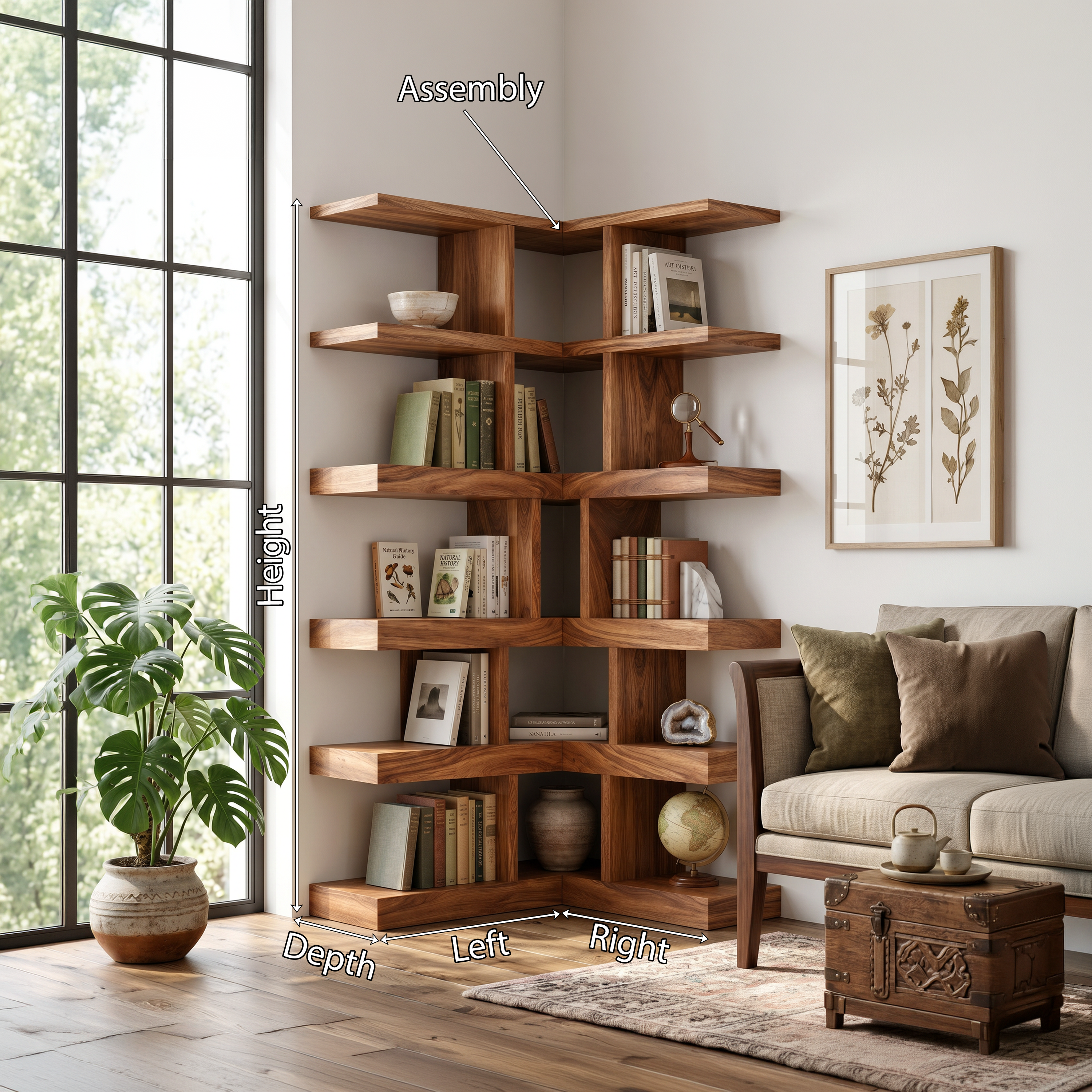 Contemporary Corner Bookcase For Modern Living Room SILDTTNBS055