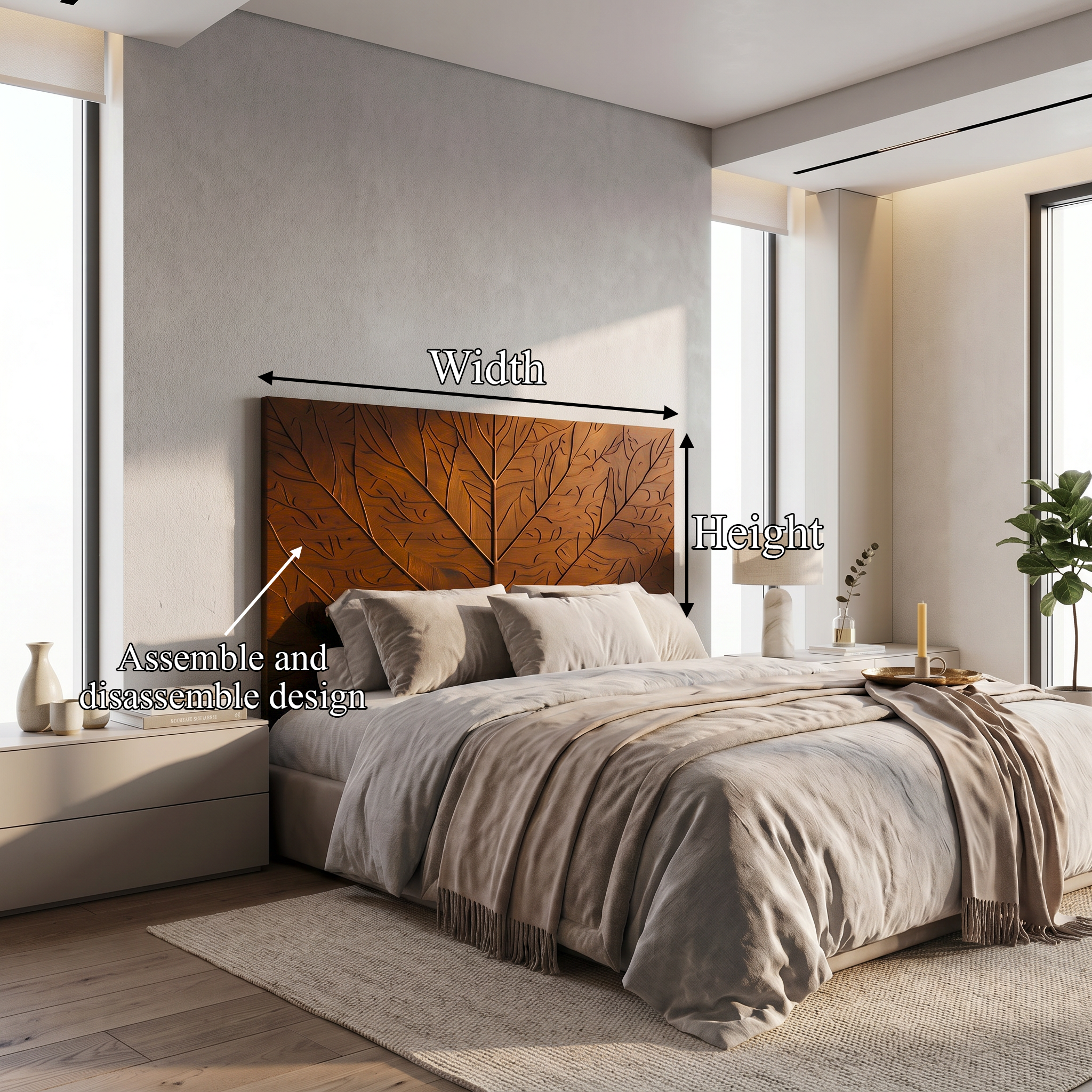 Contemporary Tree Ring Headboard Wooden Bed Headboard For Bedroom SINLSAHB039