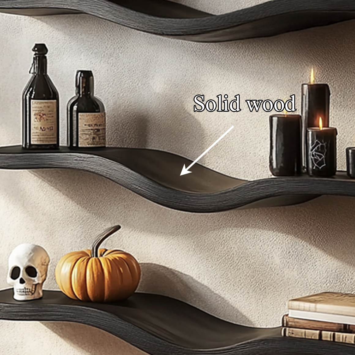 Mid Century Halloween Wave Floating Shelf Living Room SINLSAWV017
