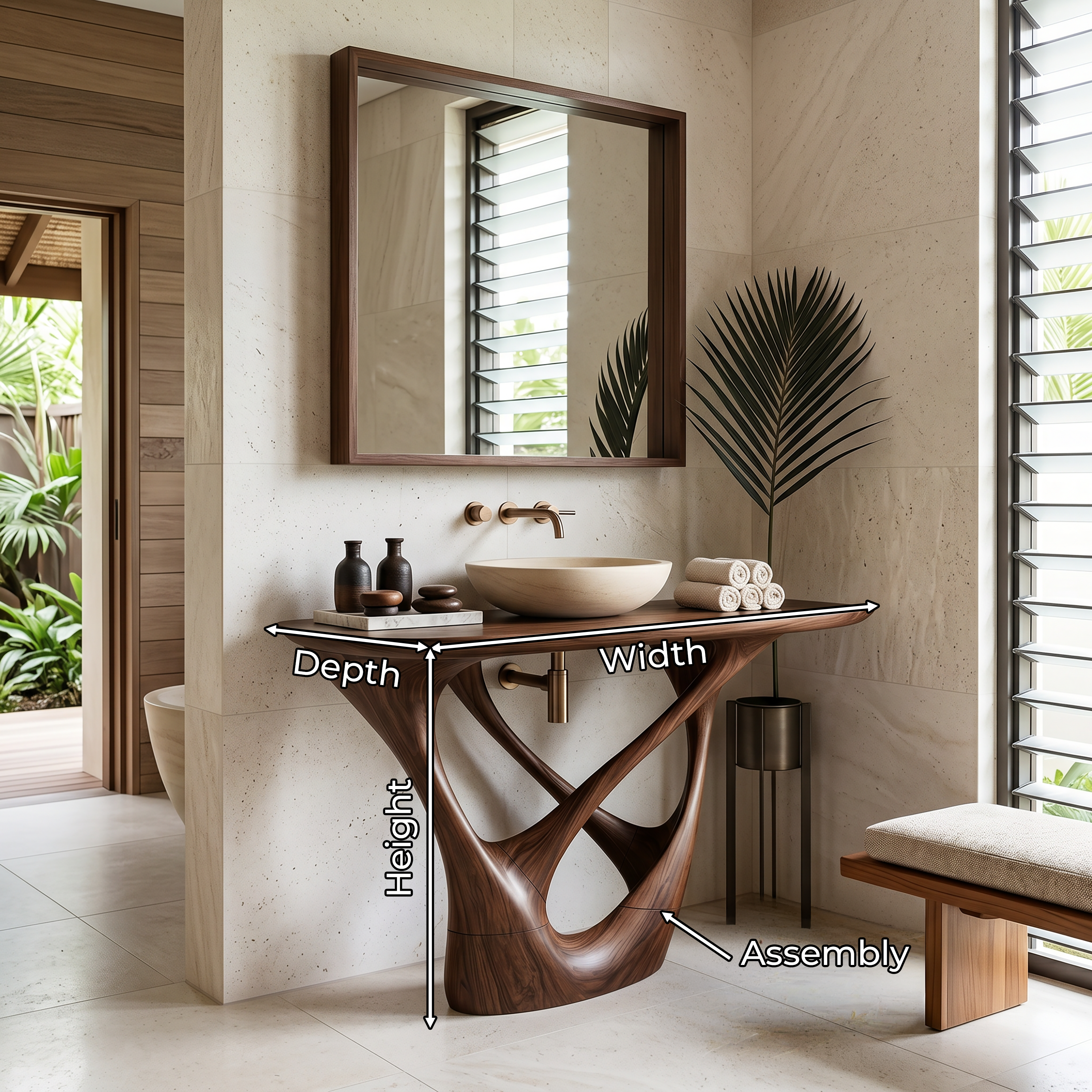 Botanical Wooden Sink Vanity For Spa Retreat SILDTTRBRV170