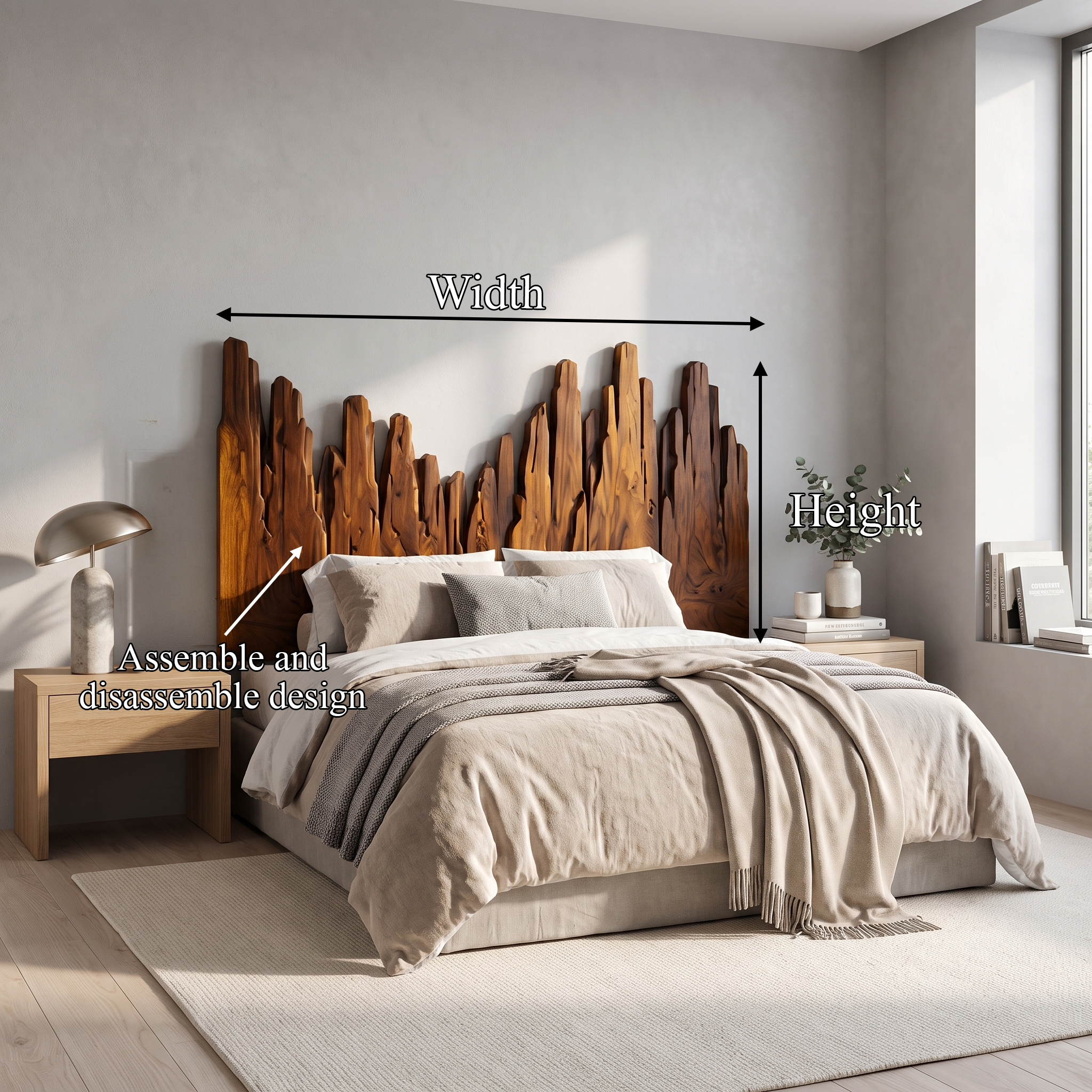 Rustic Skyline Headboard Wooden Bed Headboard For Bedroom SINLSAHB040