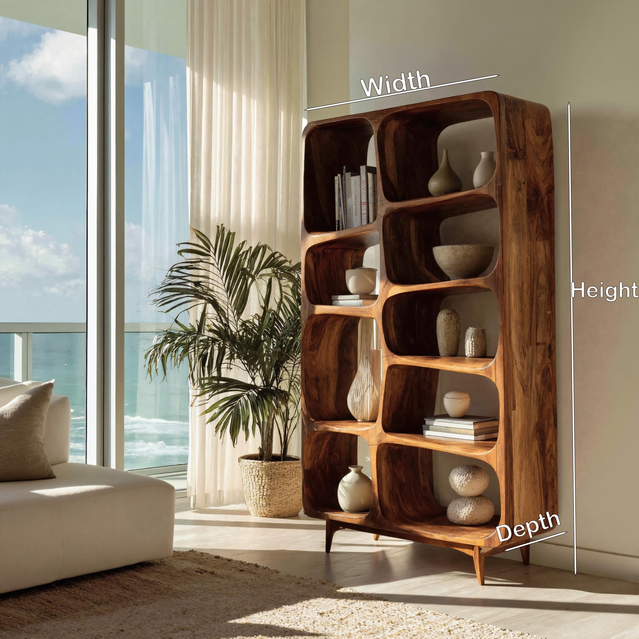 Contemporary Solid Wood Bookshelf For Coastal Interior RTTHHNBS136