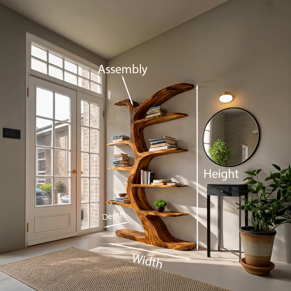 Modern Bookshelf Tree Inspired Curved Design For Living Room RTTHTTBS062