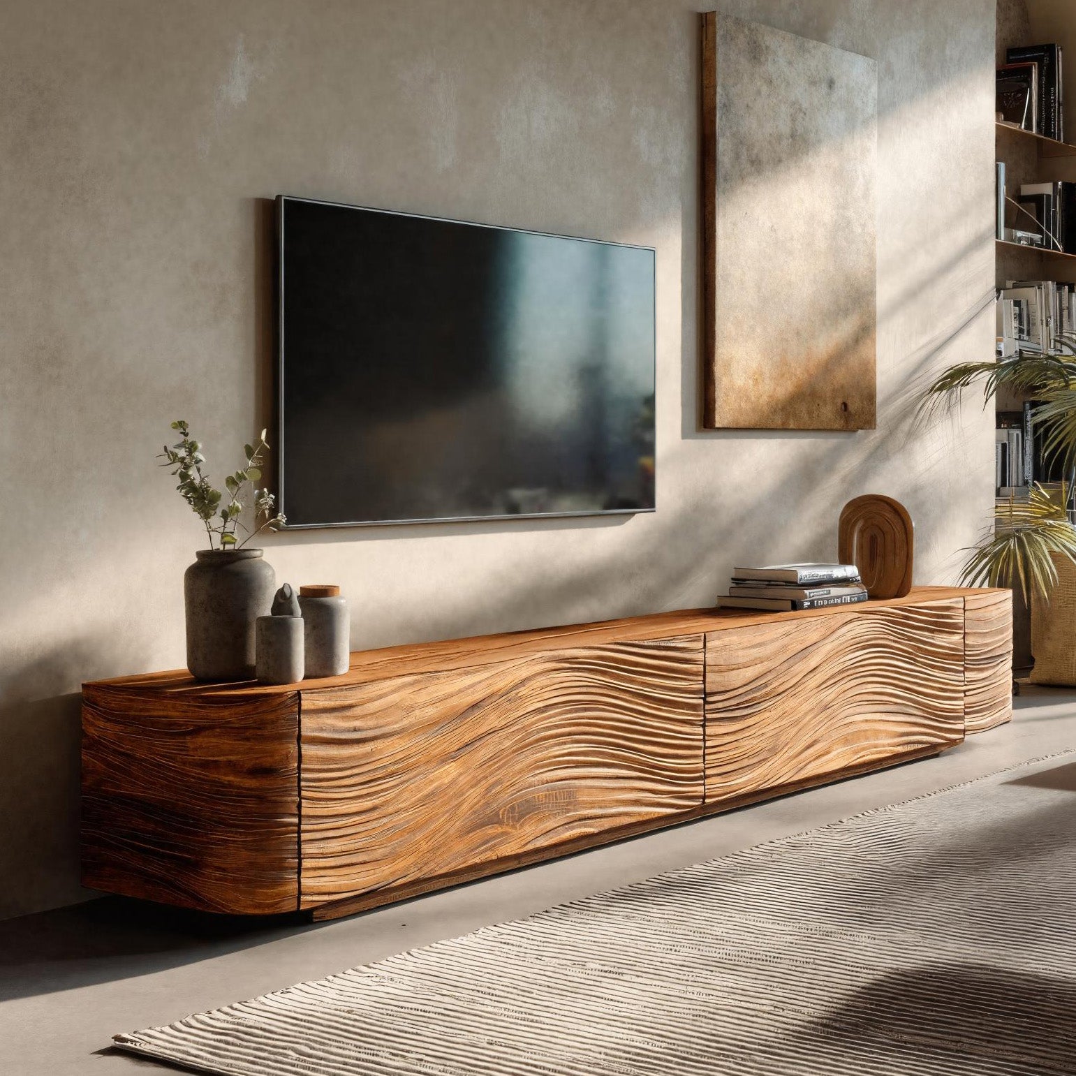 Minimalist Wave TV Console For Living Room RTTHHNTVC080