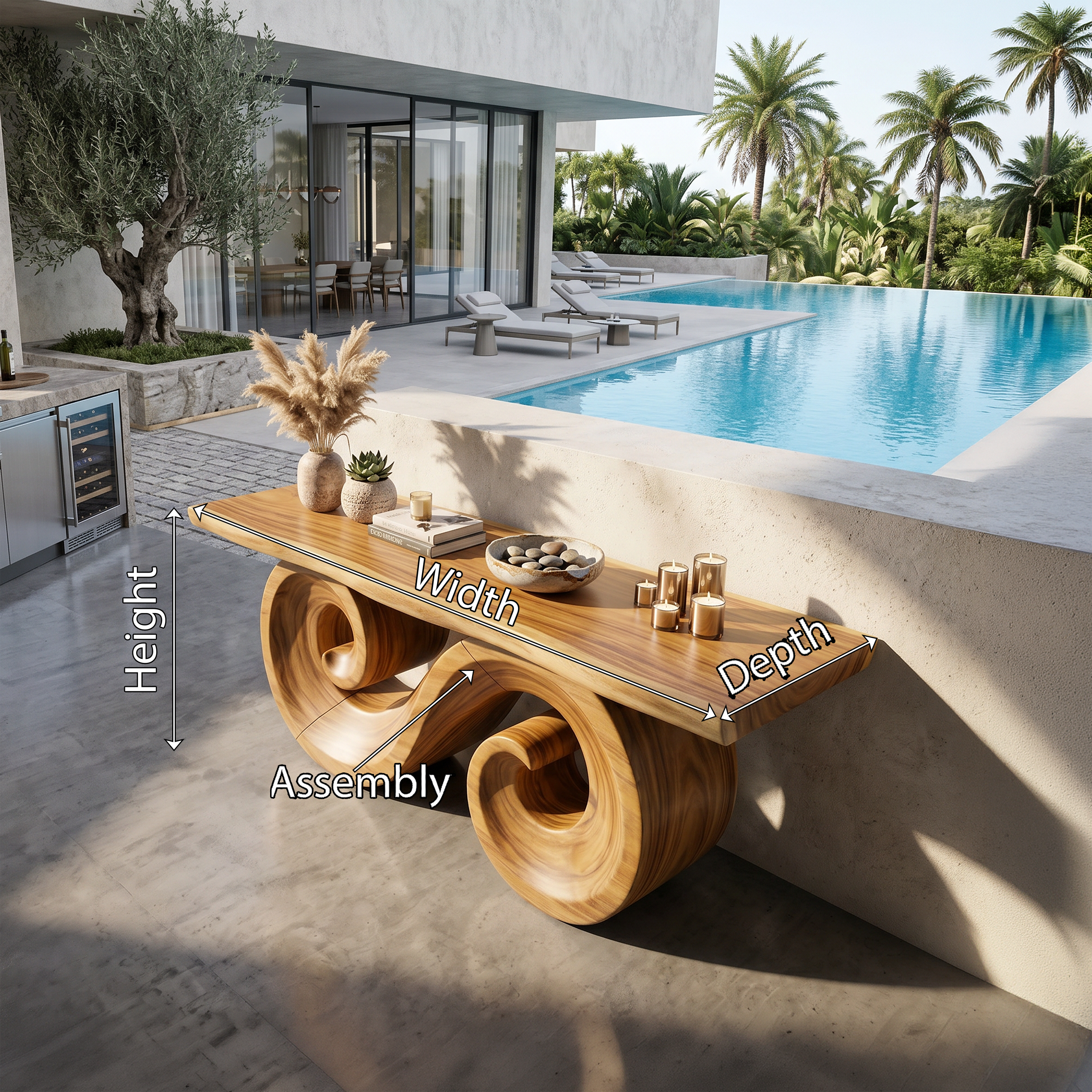 Luxury Wood Sofa Table For Poolside Furniture SILDTTRCS051