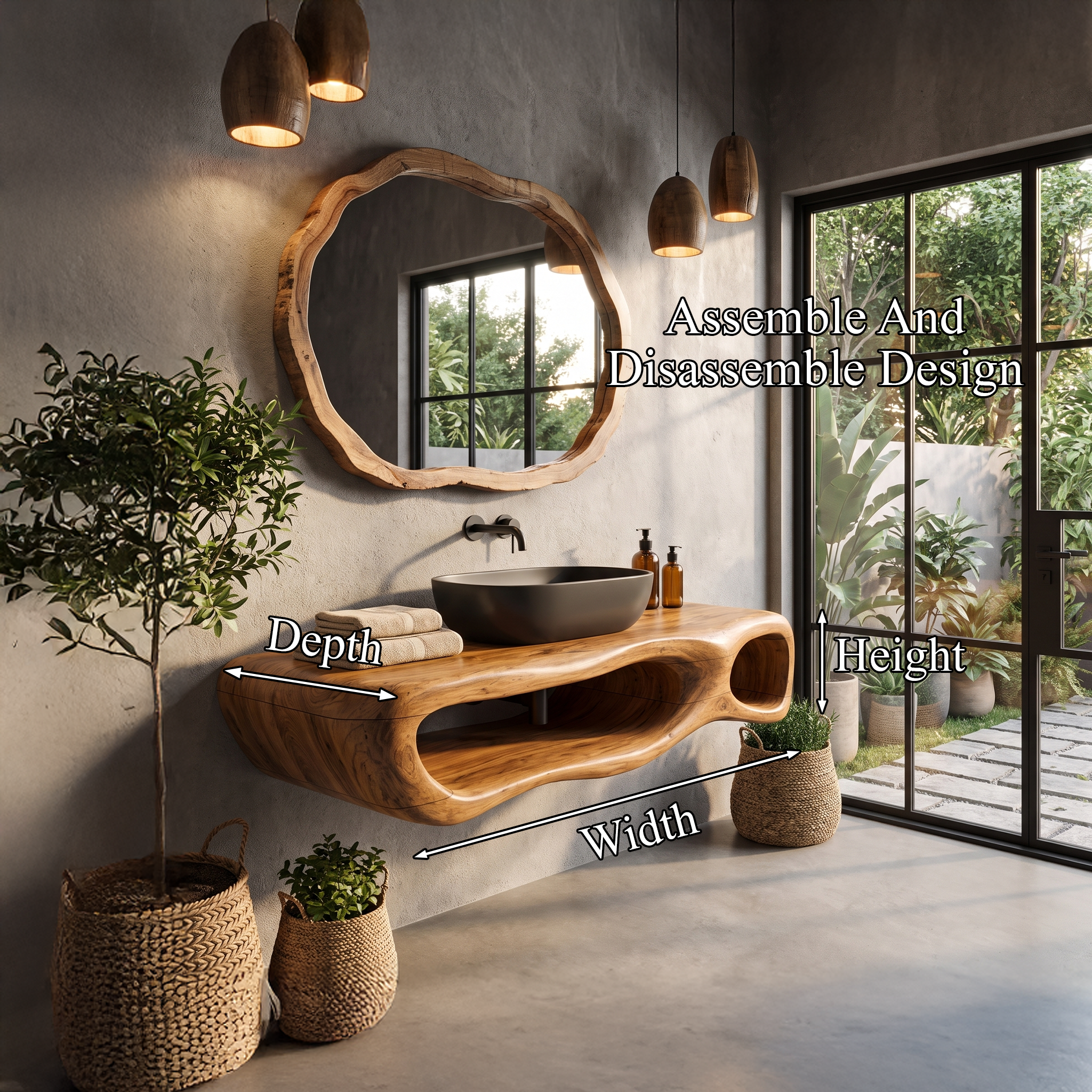 Modern Wall Mounted Bathroom Vanity With Organic Wood Base For Bathroom SINLHABRV323