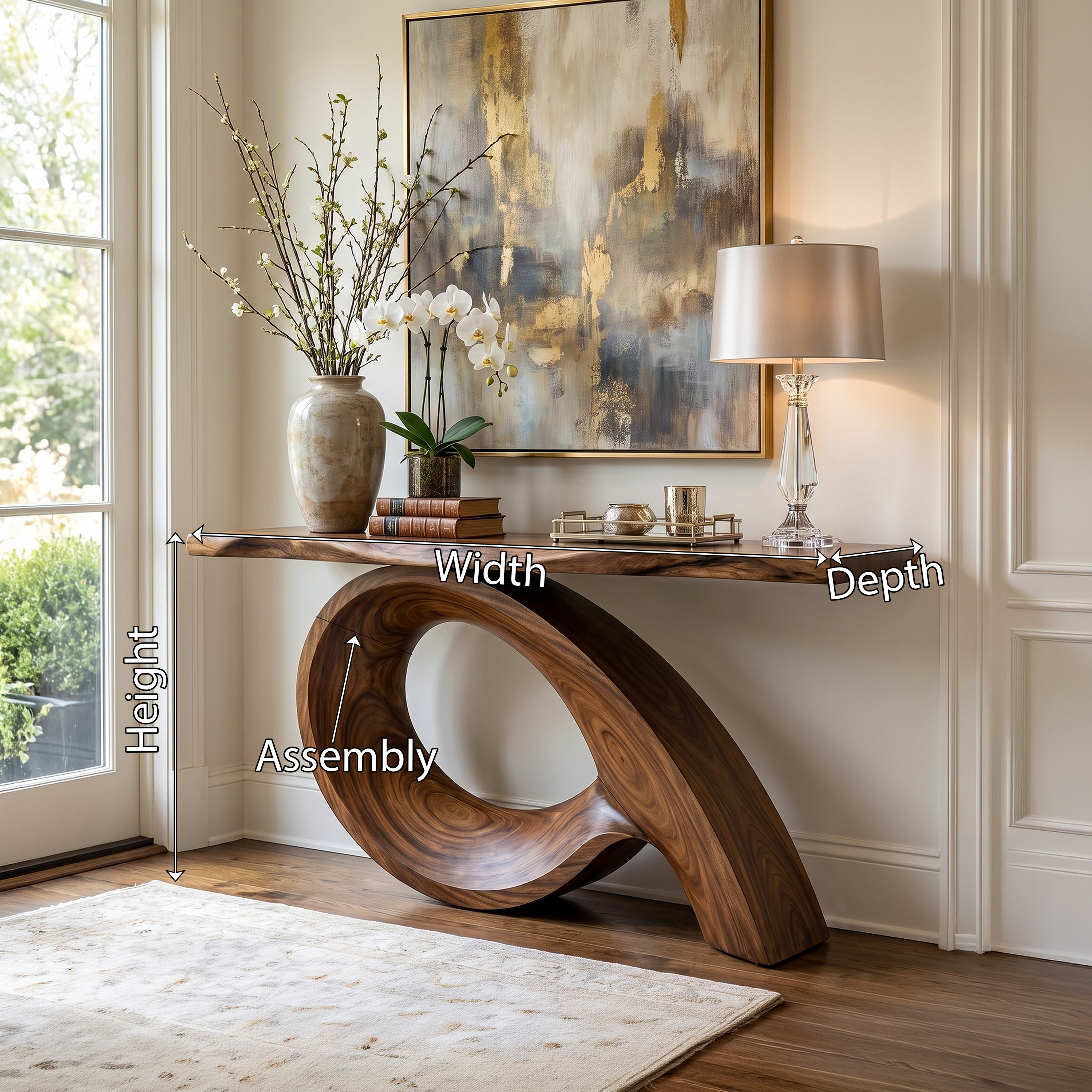 Organic Fluted Base Console Table Contemporary Entryway SILDTTRCS097