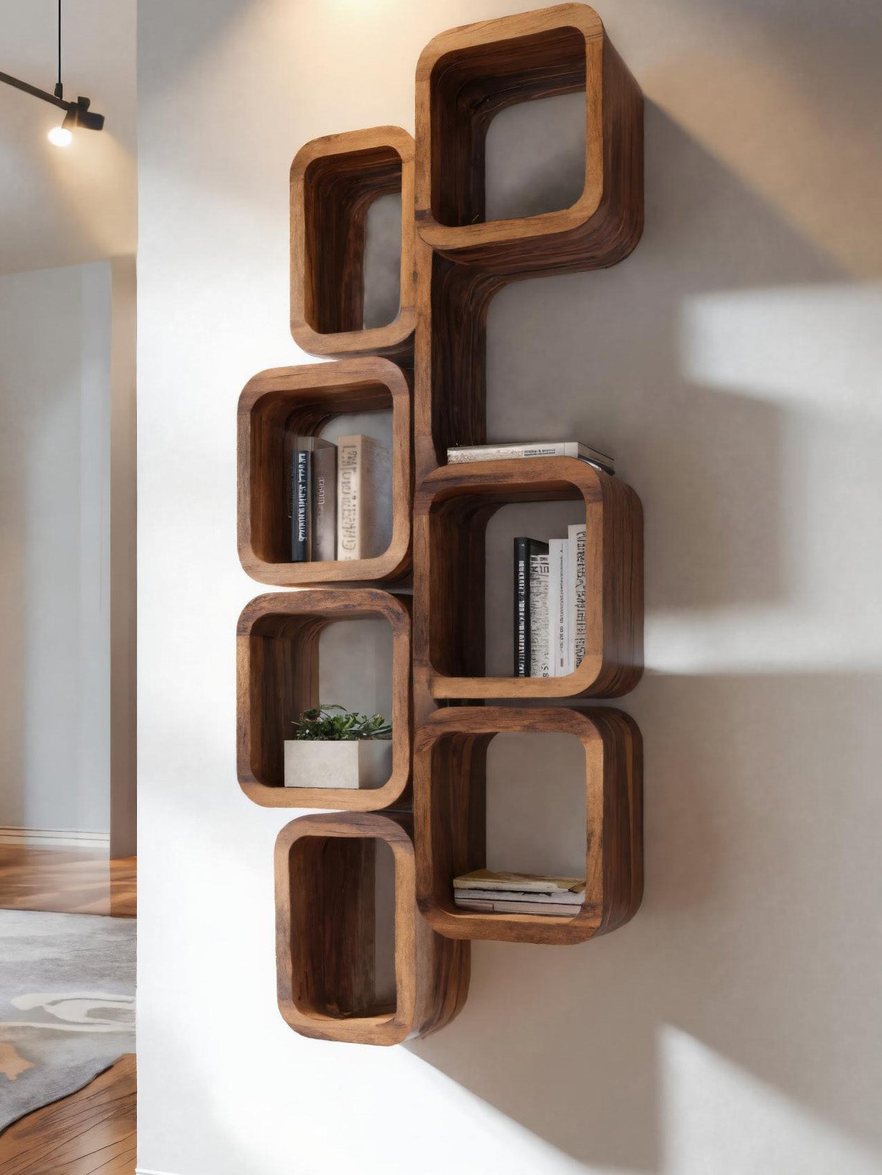 Modern Wall Mounted Bookshelf With Square Design For Living Room SITHHNFL016