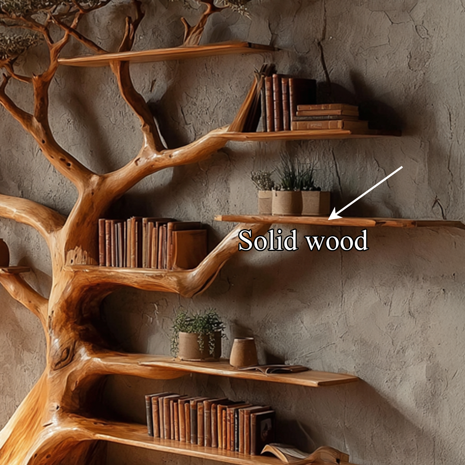 Rustic Tree Bookshelf Living And Library Wall SINLSATB207