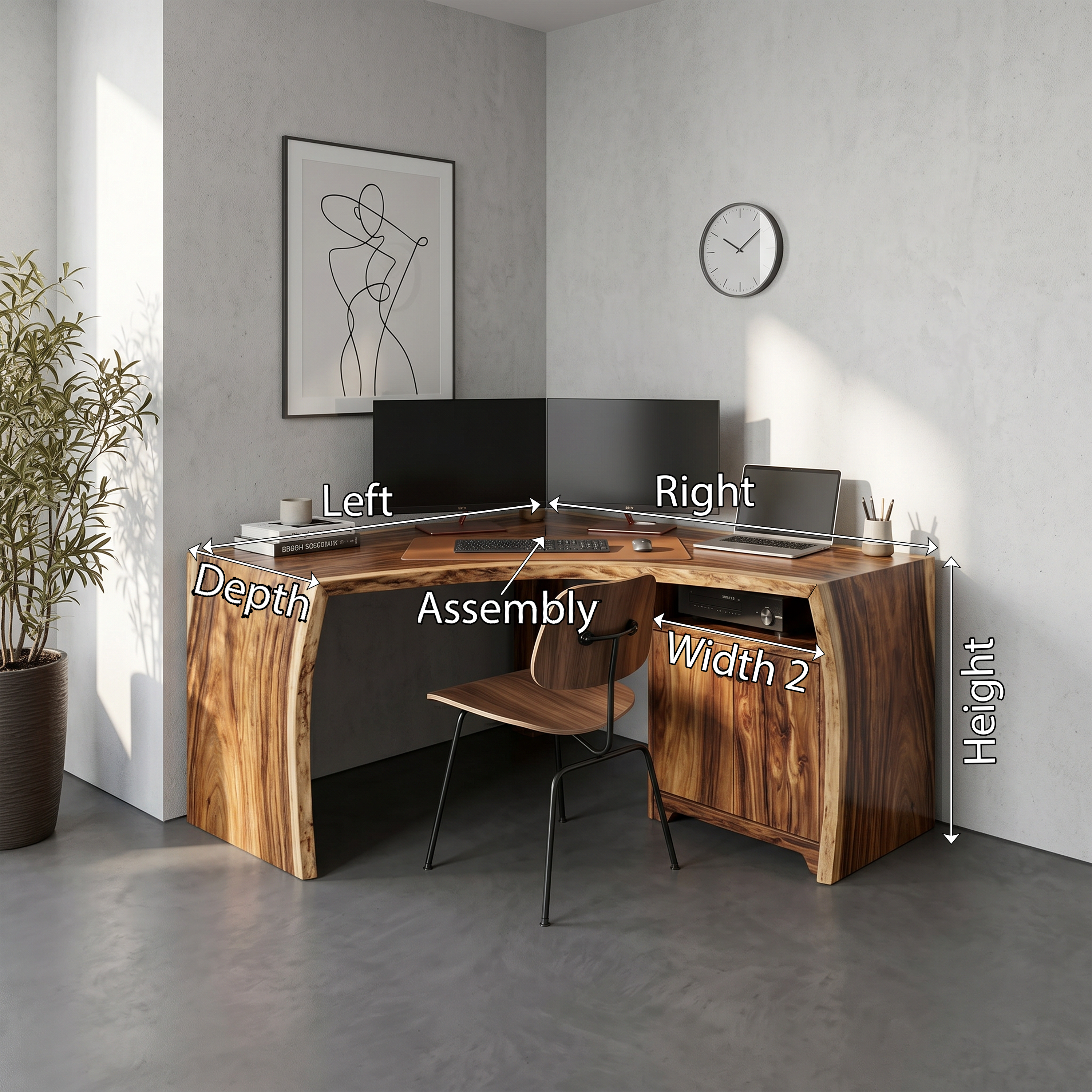 Modern Corner Desk With Cabinet Storage For Home Office SILDTTRDE011