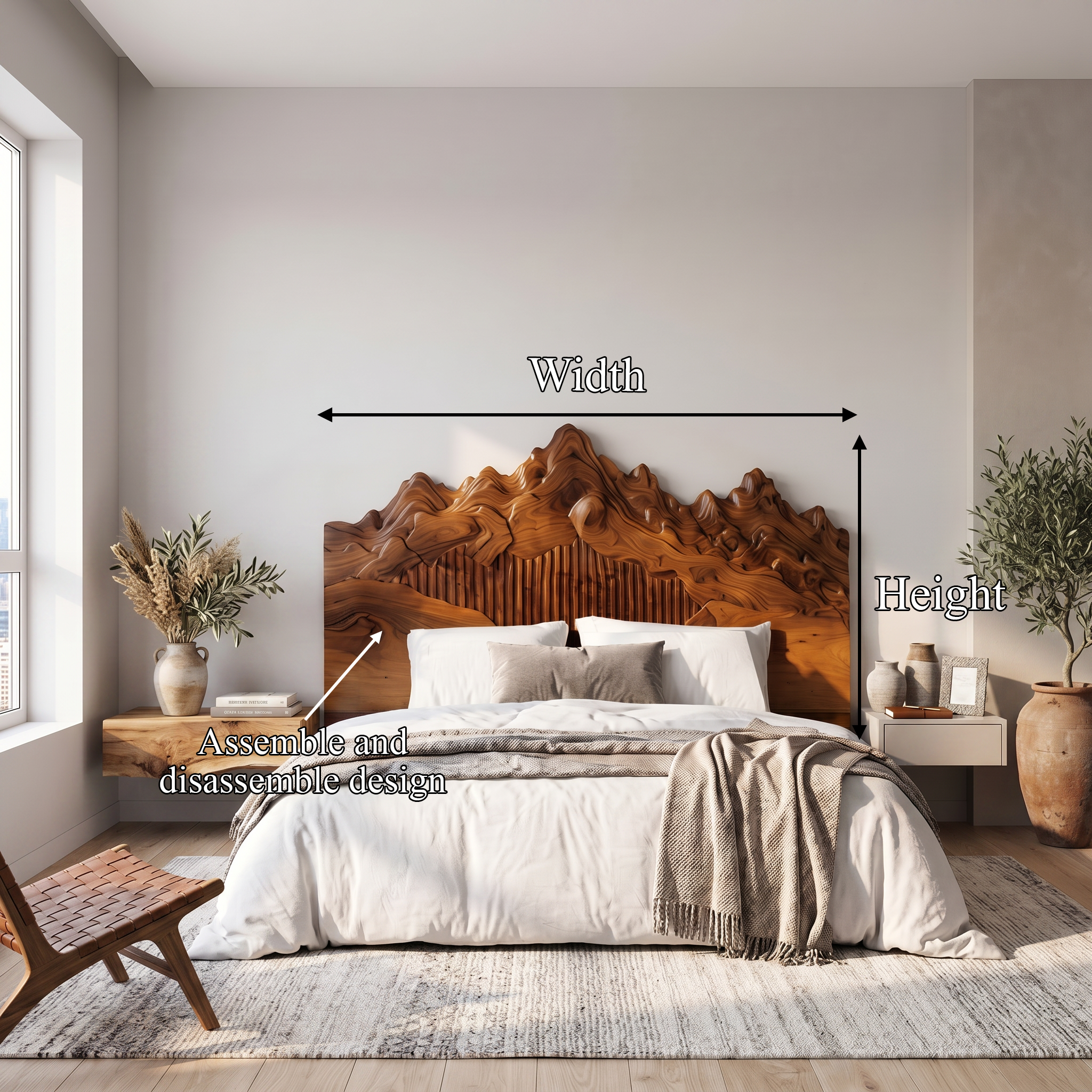 Rustic Mountain Peak Headboard Wooden Bed Headboard For Bedroom SINLSAHB045