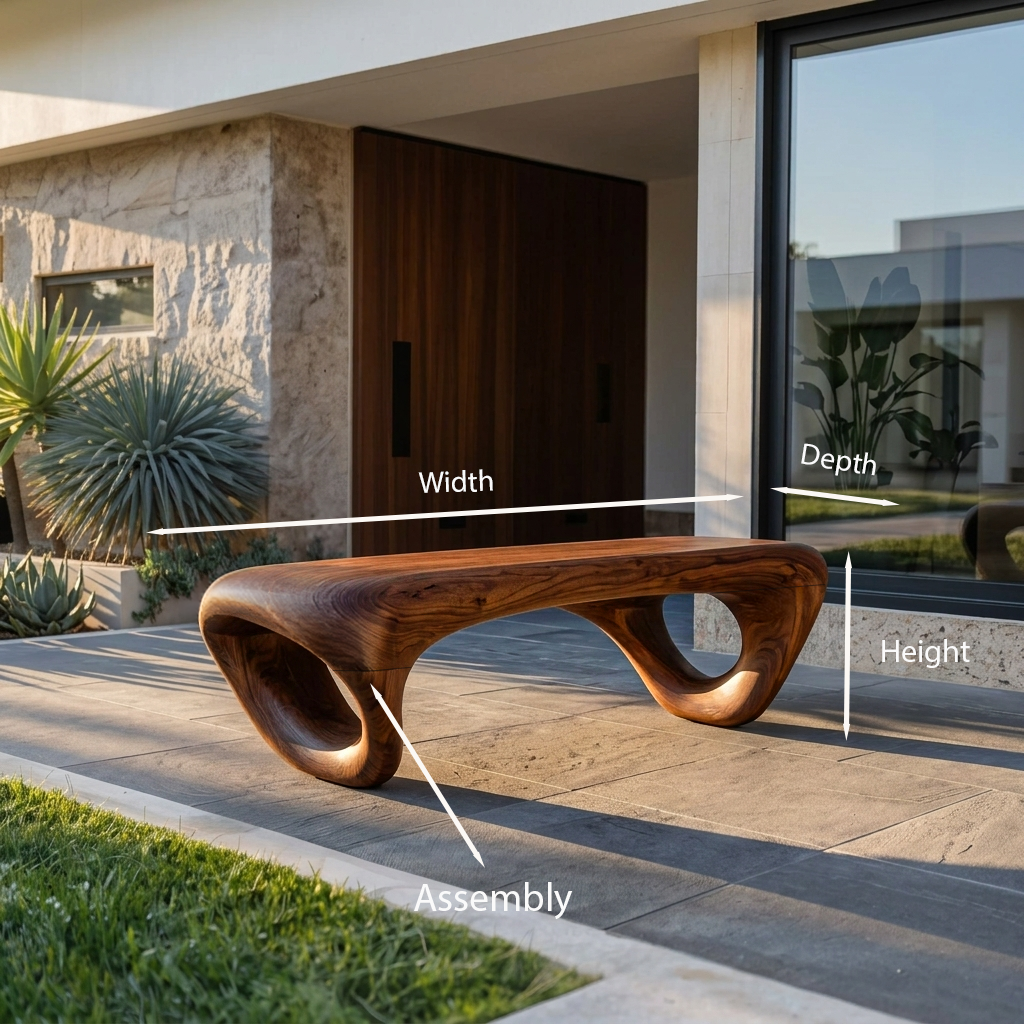 Modern Sculptural Outdoor Bench For Patio Or Garden Decor SITHTTGDB007