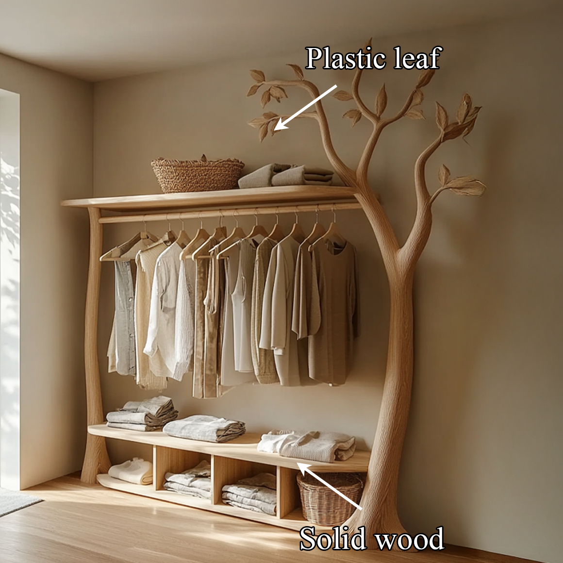 Rustic Tree Clothing Stand Bedroom Mudroom Entryway SINLSATCR040