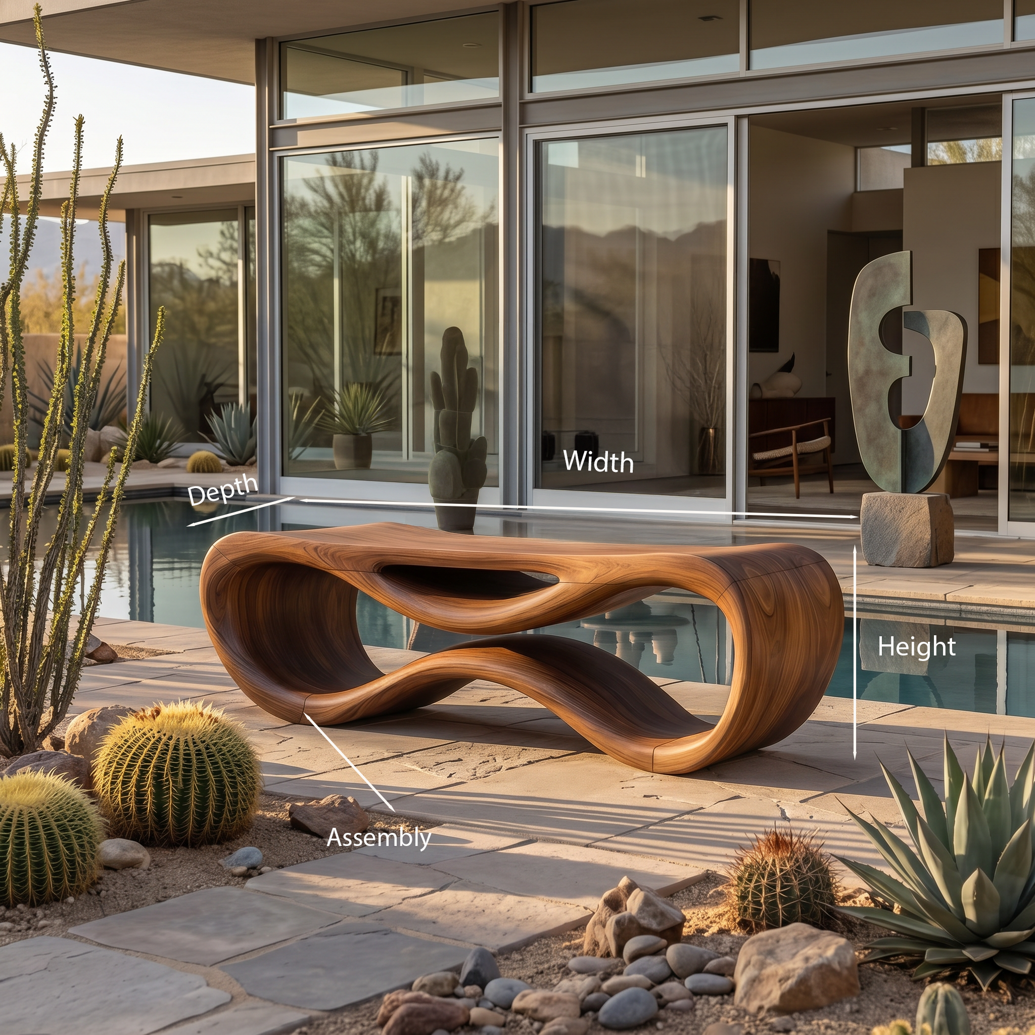 Contemporary Sculptural Outdoor Bench For Patio Or Garden Decor SITHTTGDB008