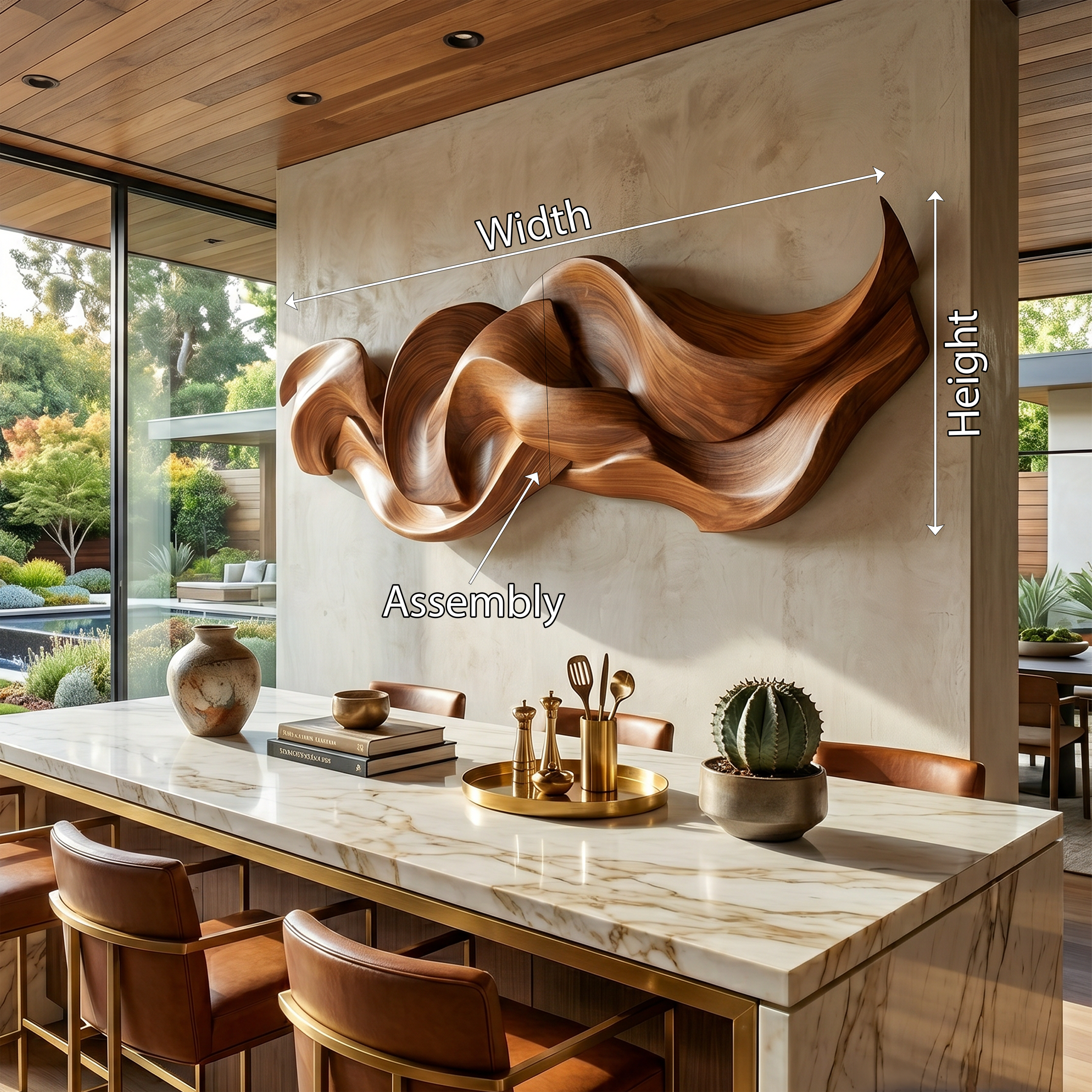Contemporary Organic Ribbon Wood Wall Art Dining Room Interior Decor SILDTTRWA127