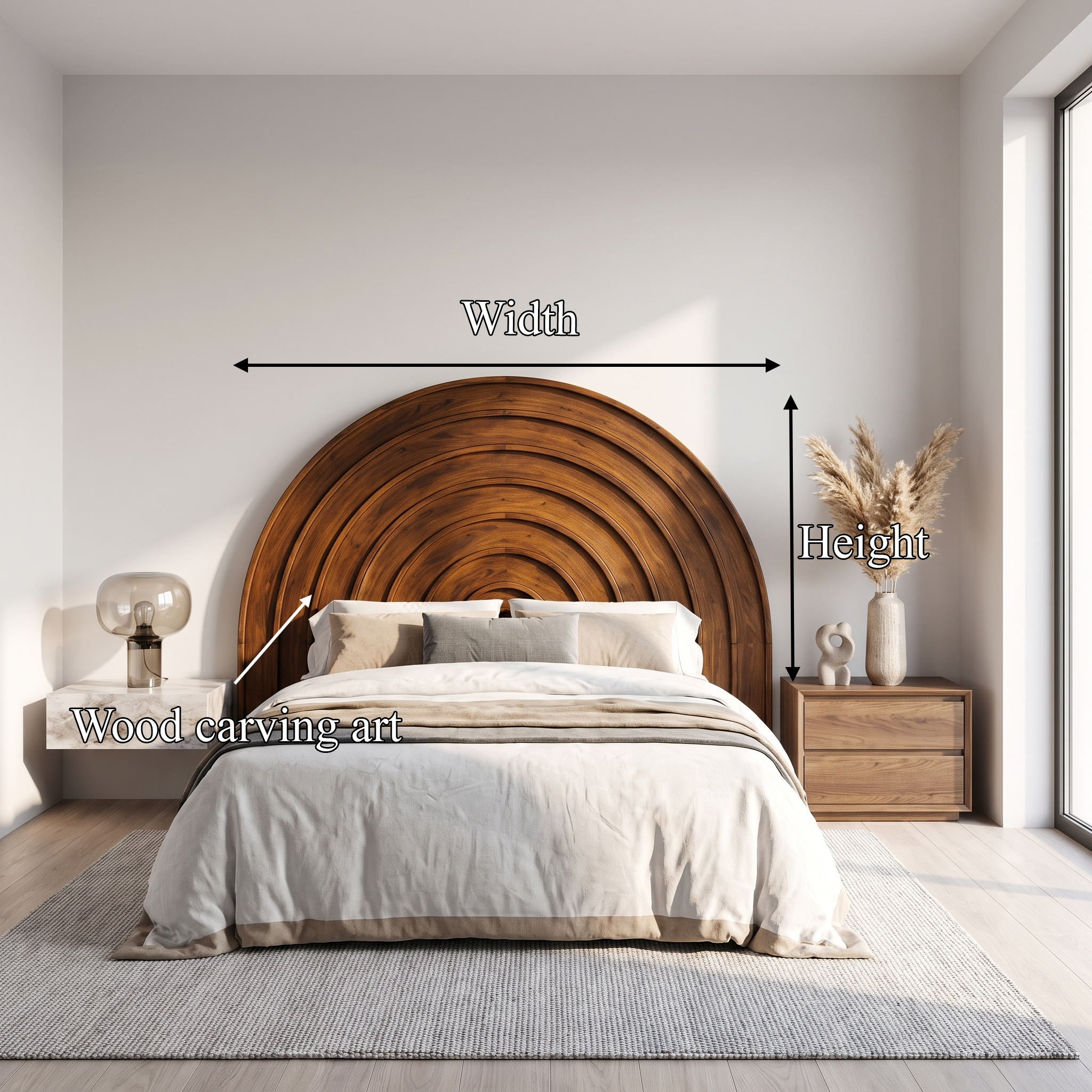 Contemporary Arched Headboard Wooden Bed Headboard For Bedroom SINLSAHB049