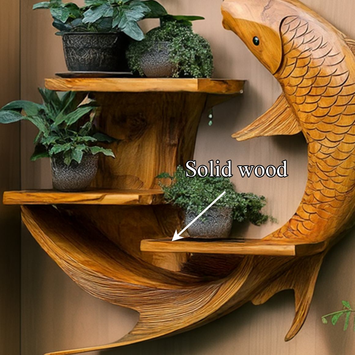 Zen Koi Fish Wall Shelf For Living Room And Garden Wall SINLSAFL279