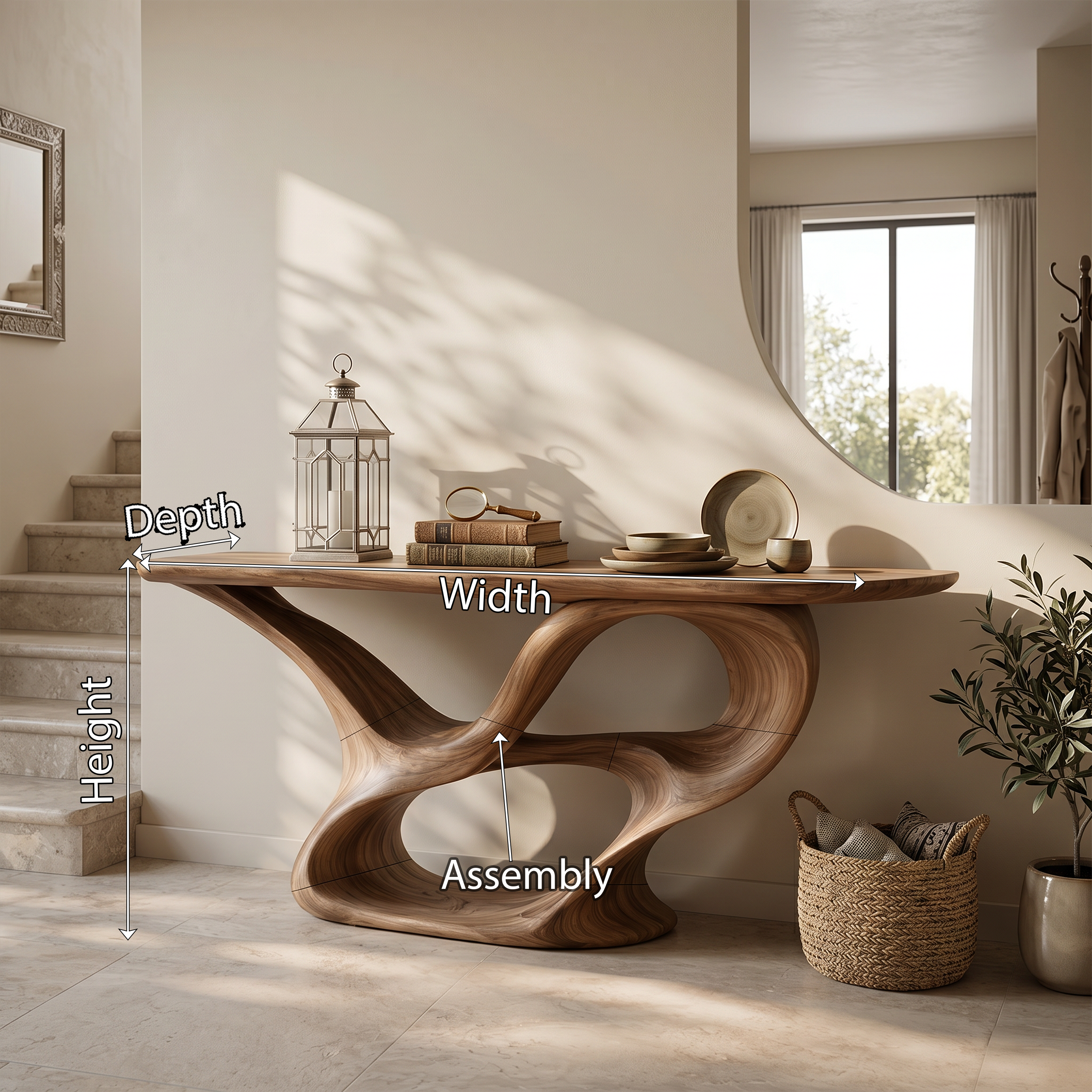 Organic Carved Console Table Contemporary Entryway SILDTTRCS084