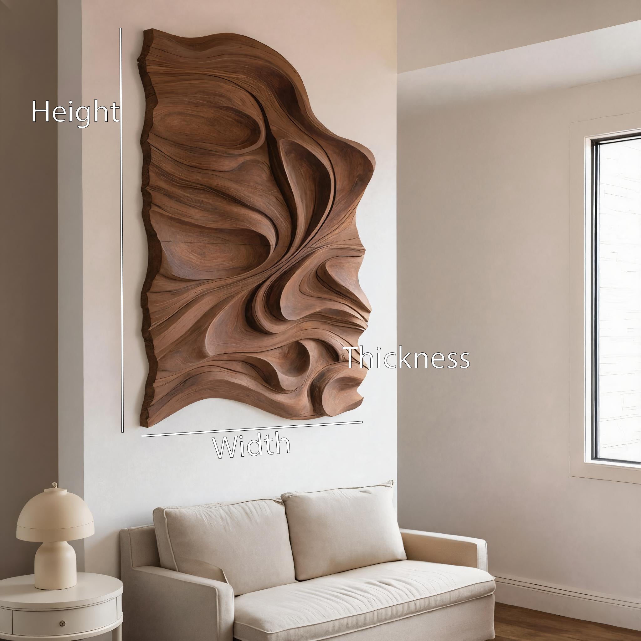 Organic Flowing Carved Wood Art Panel For Living Room RTTHHNWA074
