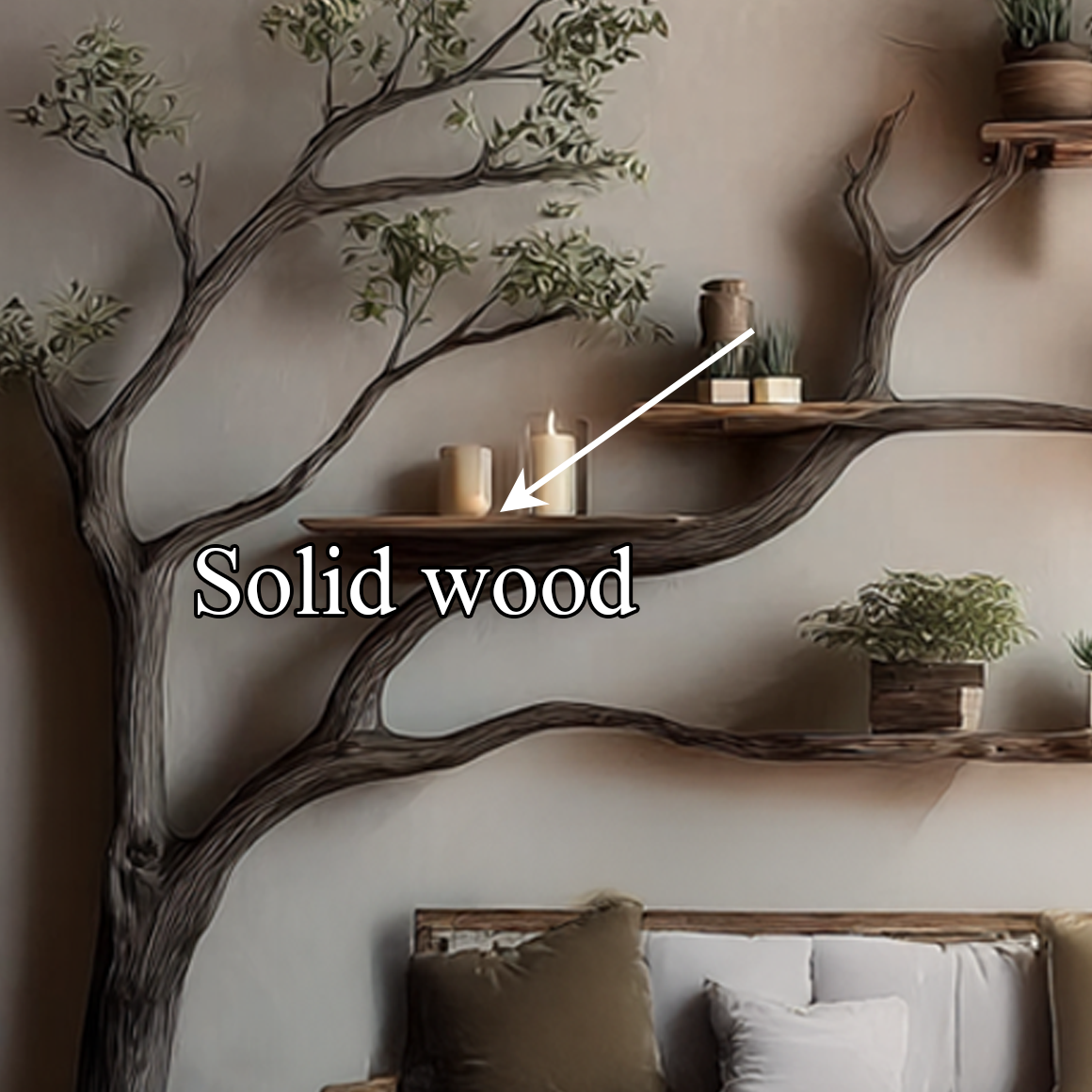 Rustic Branch Bookshelf Living Room Wall Organizer SINLSATB307