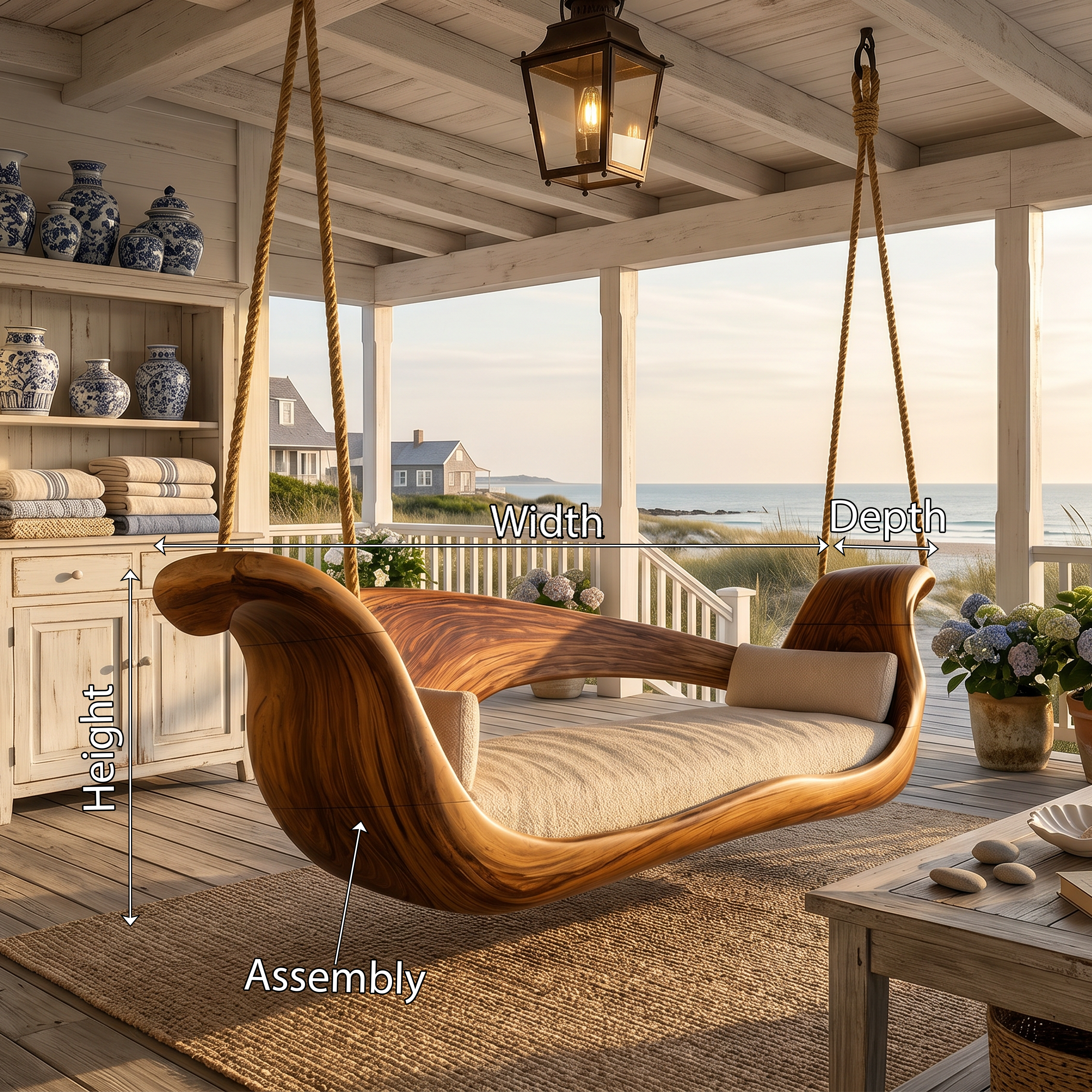 Artistic Sculptural Wooden Swing Bed Coastal Living Collection SILDTTRSWI006