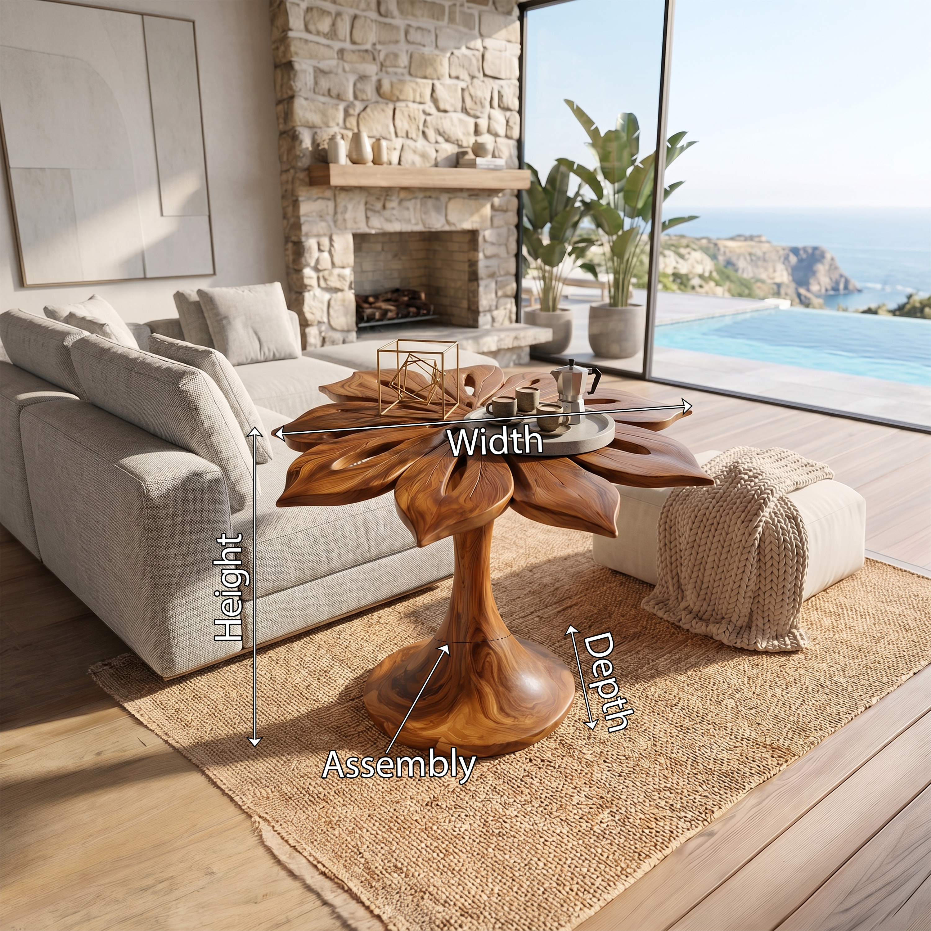 Organic Leaf Top Accent Table Luxury Living Room SILDTTRSTA019