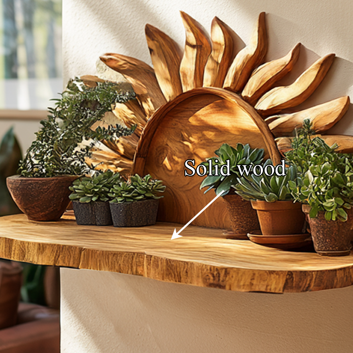 Boho Sunburst Wall Shelf For Living Room And Entryway SINLSAFL278