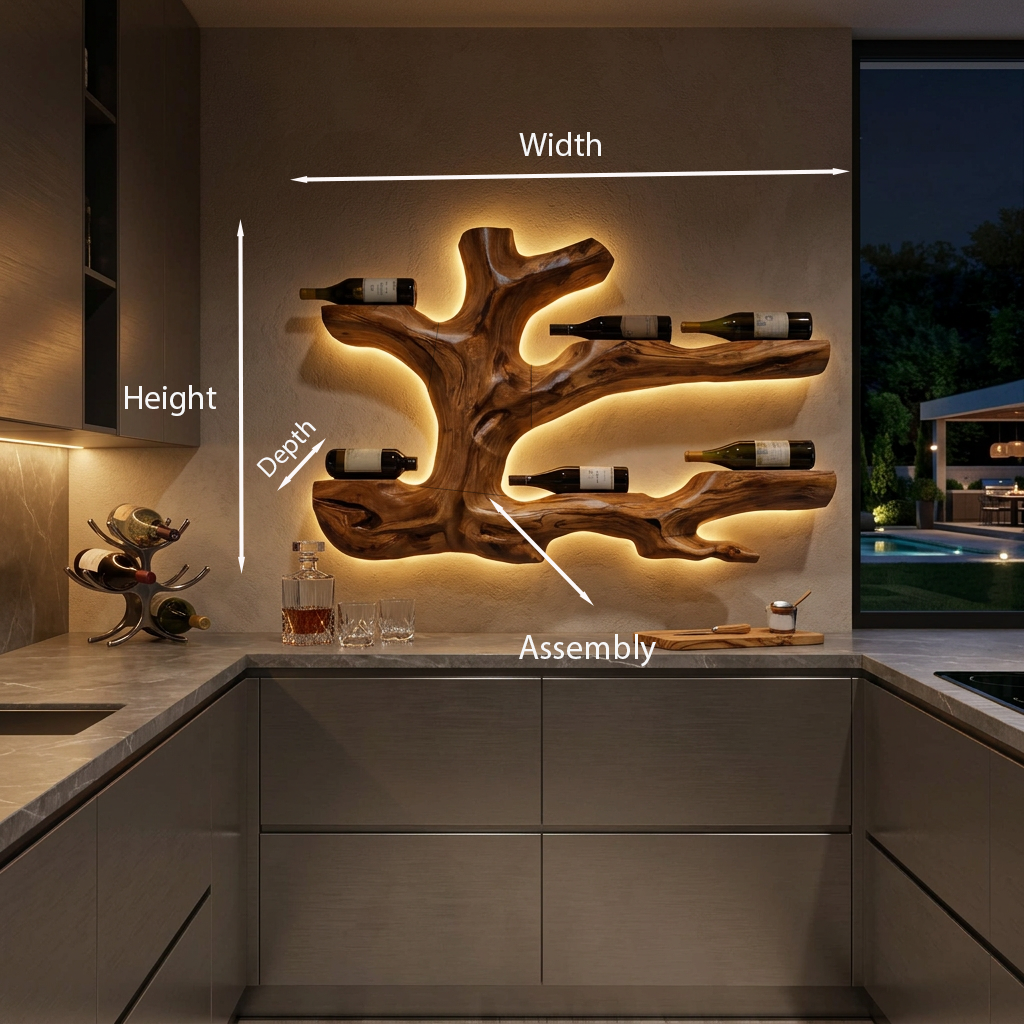 Rustic Live Edge Wine Rack Wall Hanging For Home Interiors RTTHTTWH008