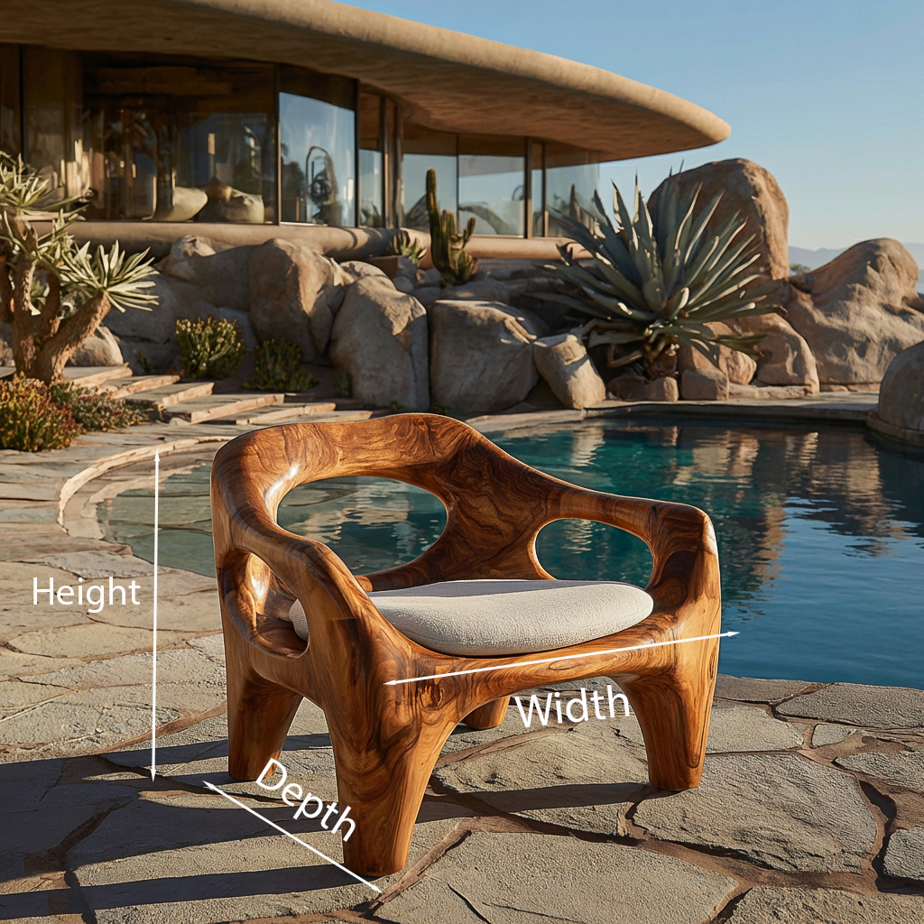 Modern Sculptural Natural Wood Accent Chair For Living Space RTTHTTACC022