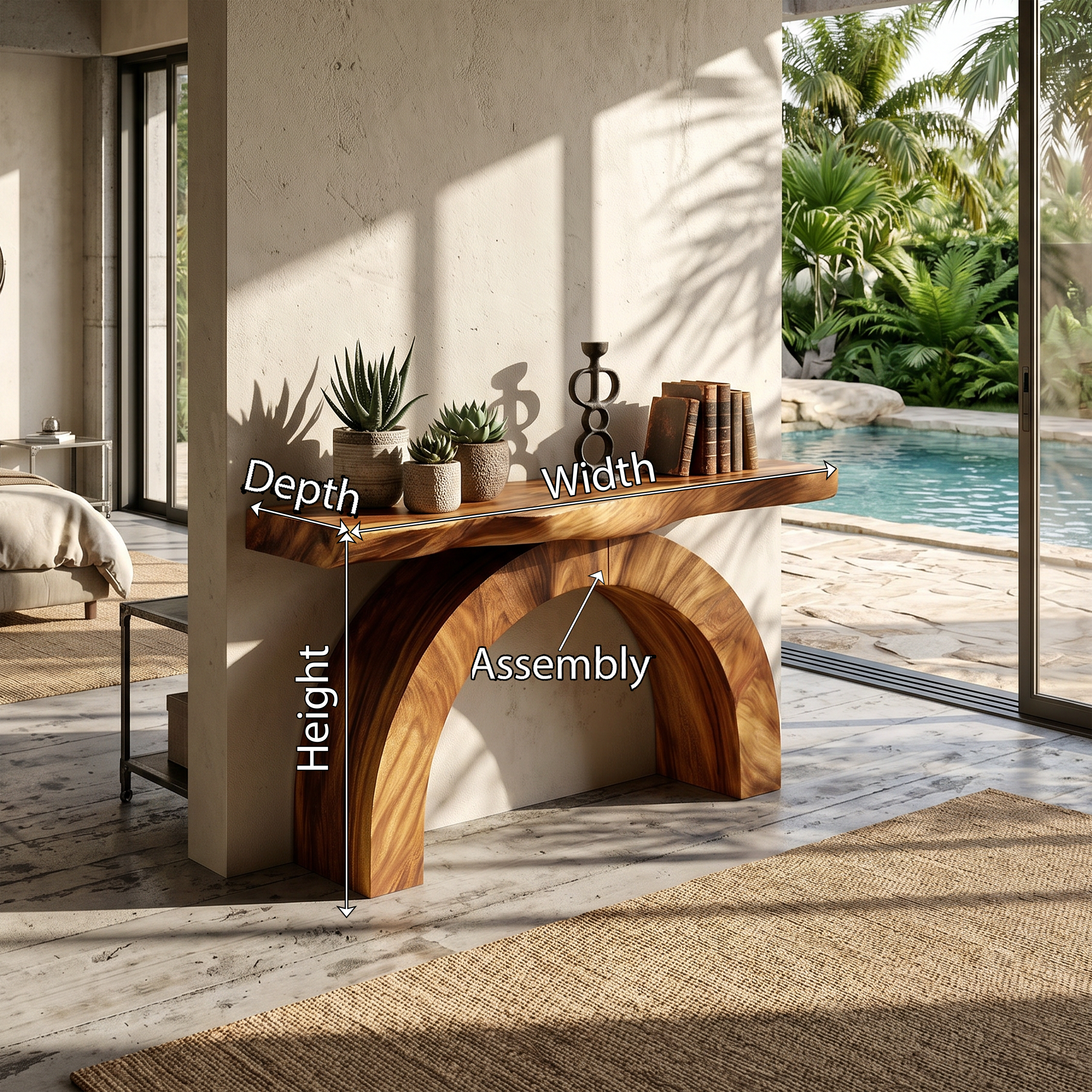 Arch Wood Entryway Table For Tropical Home Decor SILDTTRCS055