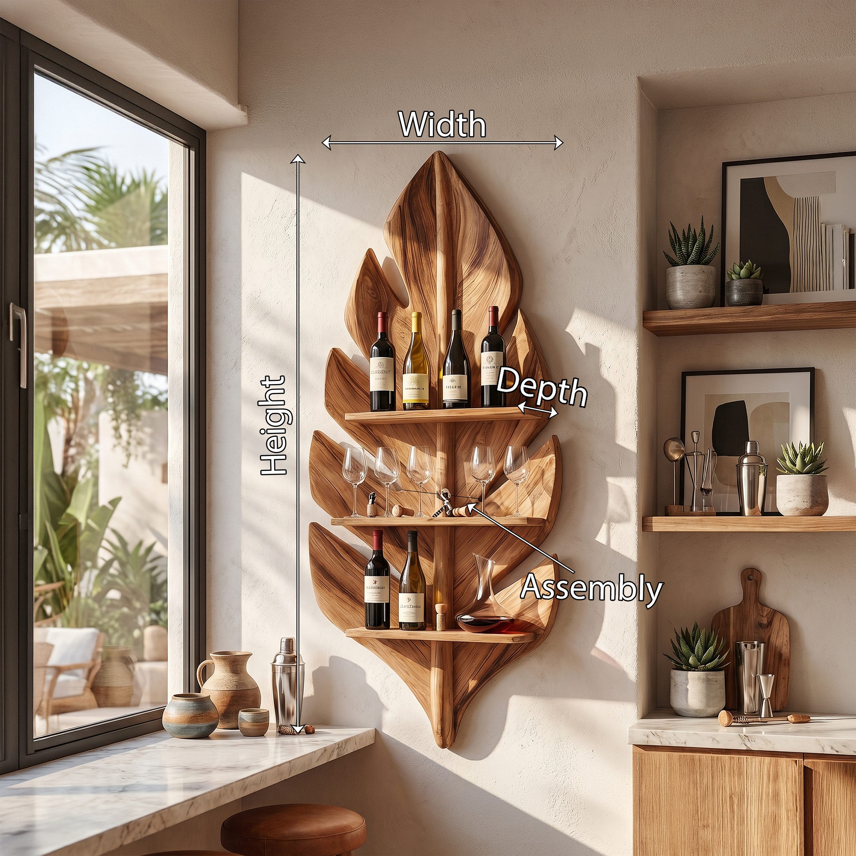 Handcrafted Wall Wine Rack For Apartment Beverage Accent Feature SILDTTRWH080