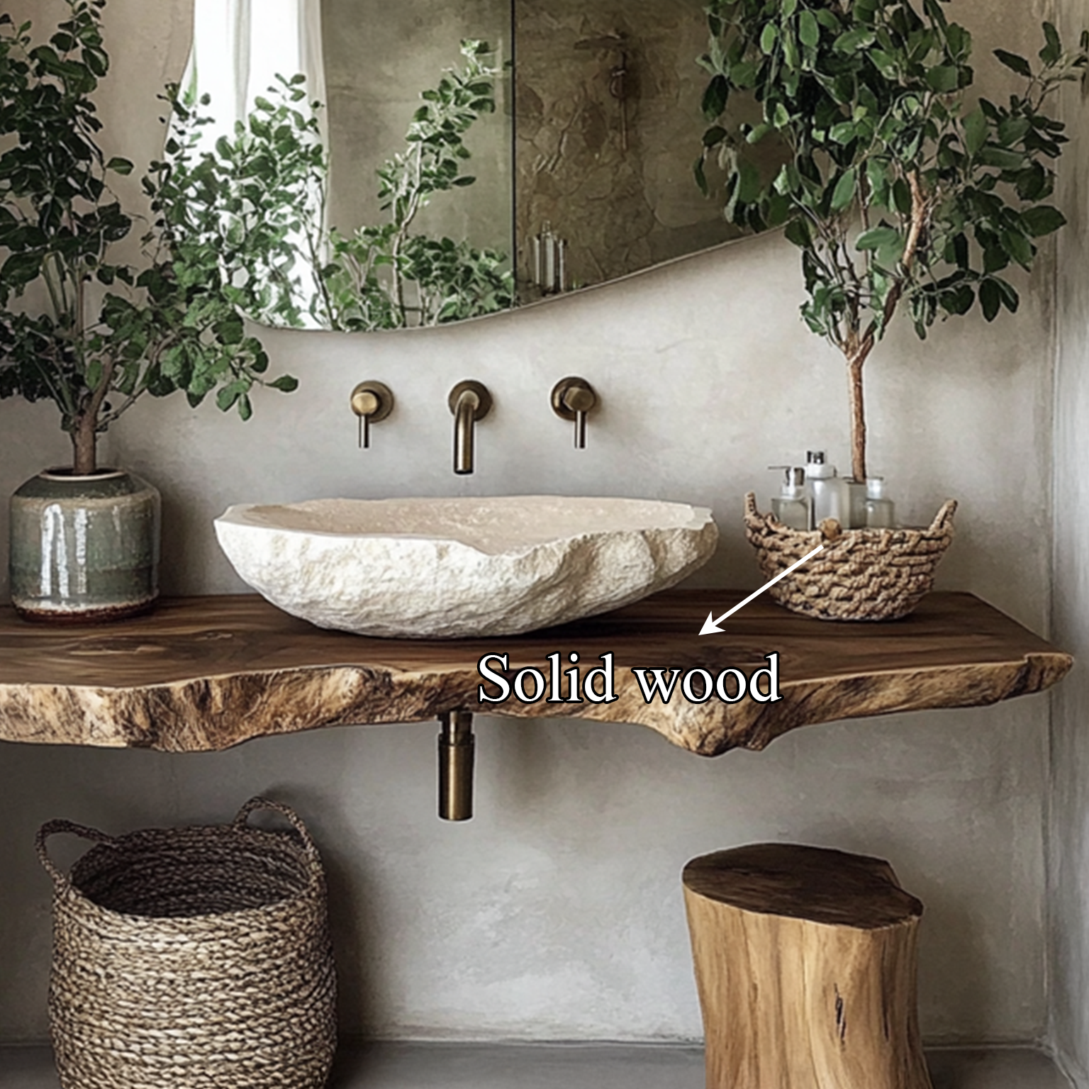 Midcentury Natural Wood Vanity Bathroom SINLSABRV076