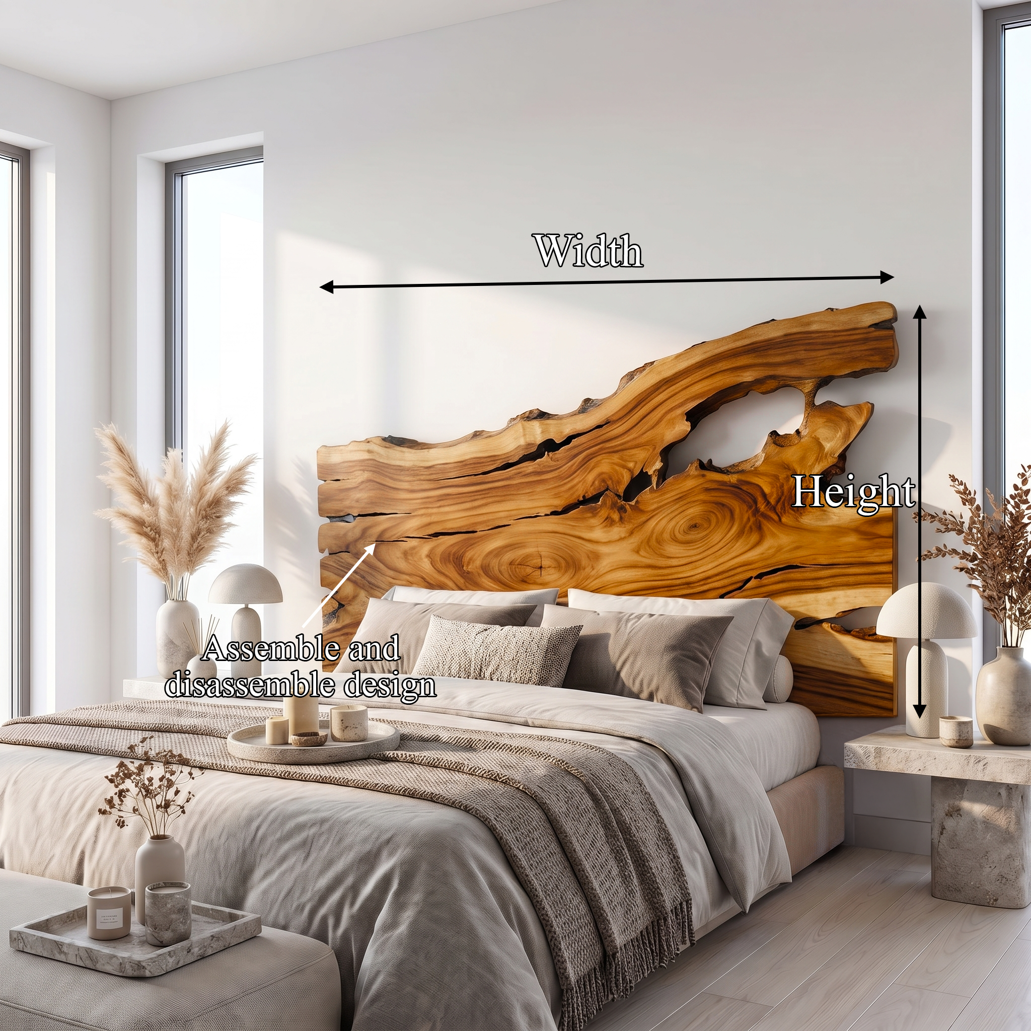 Organic Driftwood Headboard Wooden Bed Headboard For Bedroom SINLSAHB057