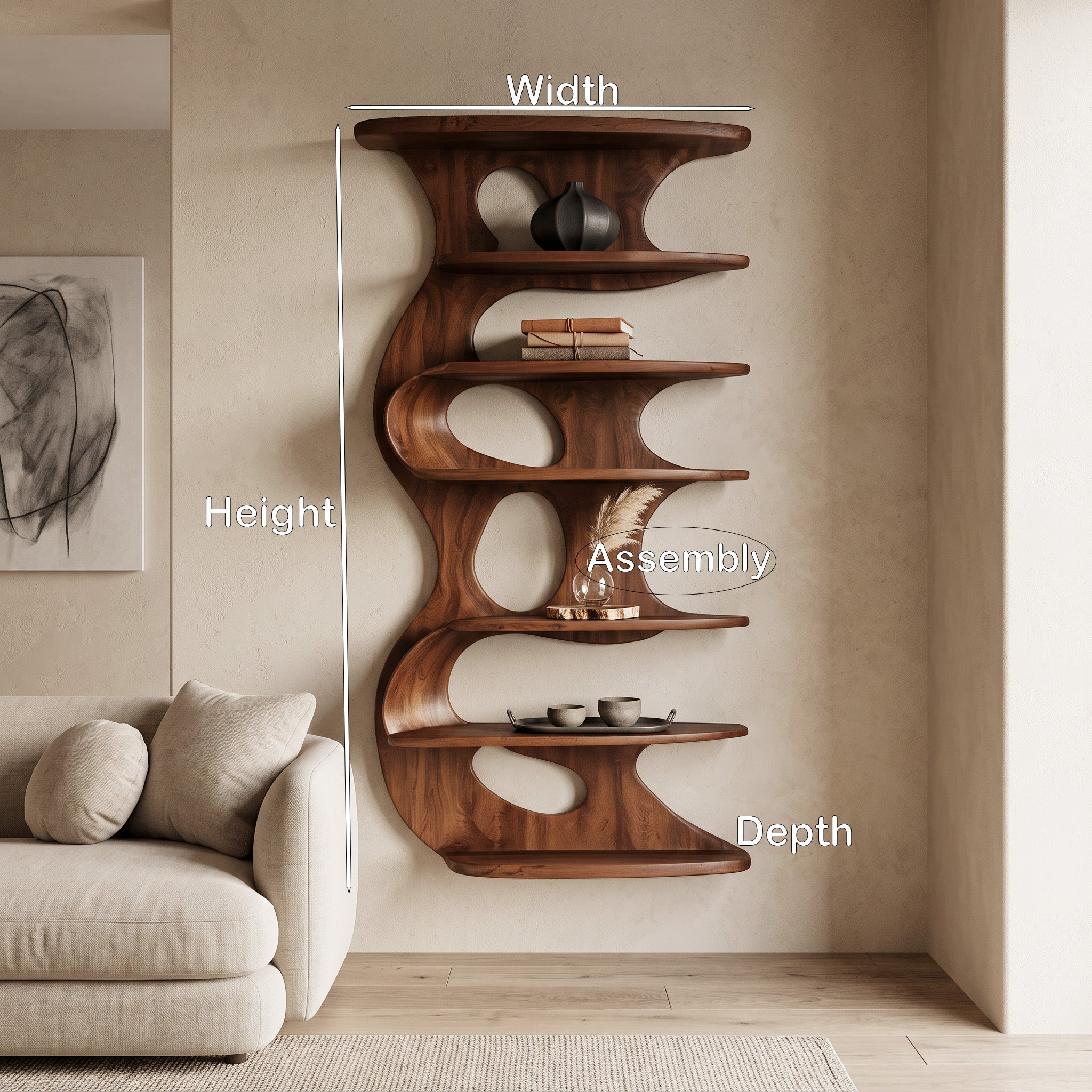 Modern Wall Mounted Bookshelf For Living Room SITHHNFL020