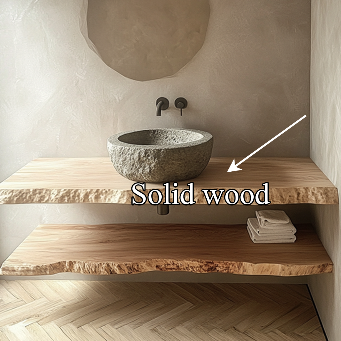 Rustic Floating Shelf Double Vanity Washroom SINLSABRV179